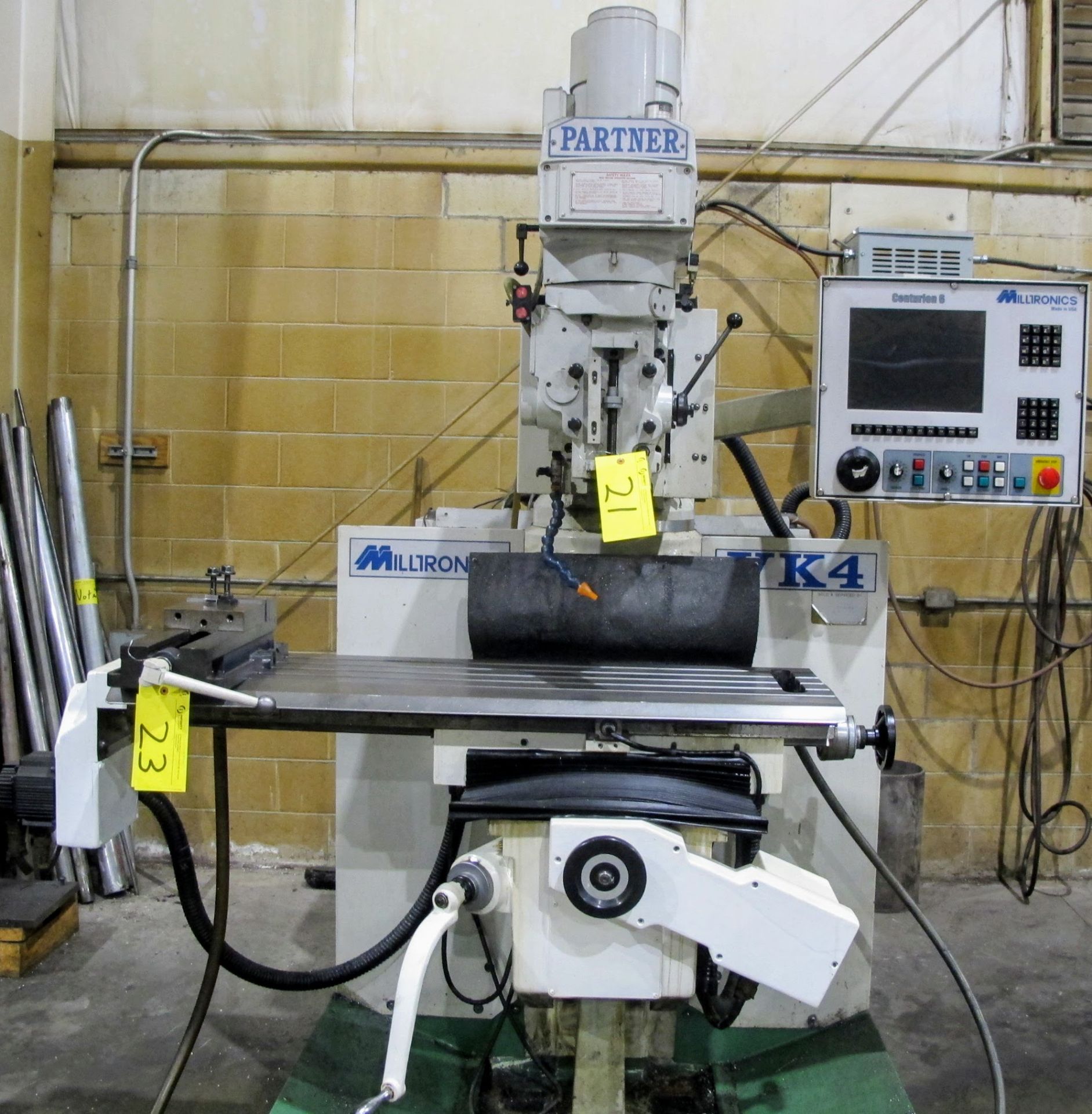 2001 MILLTRONICS VKM4 CNC MILLING MACHINE, S/N 7075, CENTURION 6 CNC CONTROL, 12" X 50" TABLE - Image 9 of 15