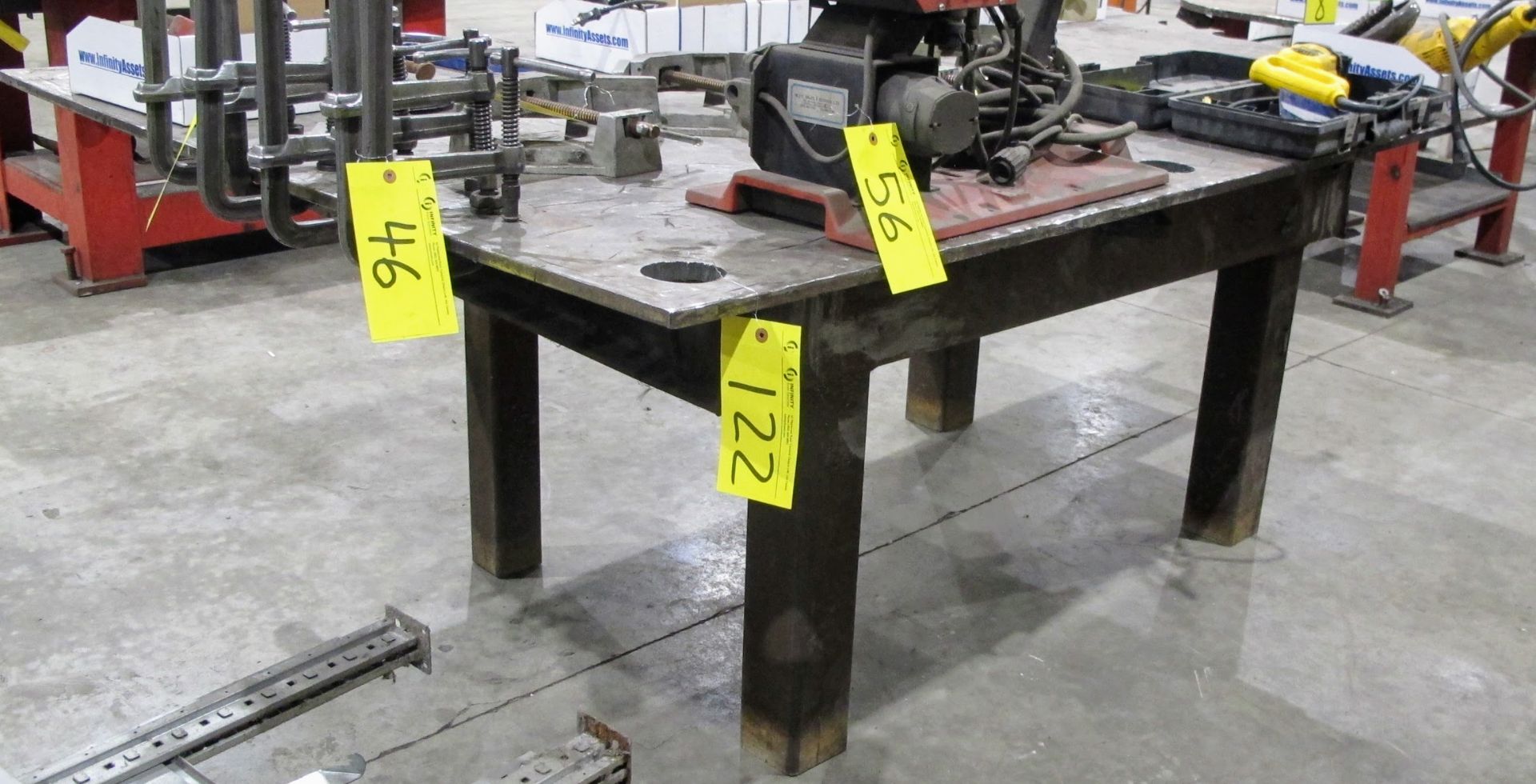 WELDING TABLE W/METAL PLATE TOP (NO CONTENTS)