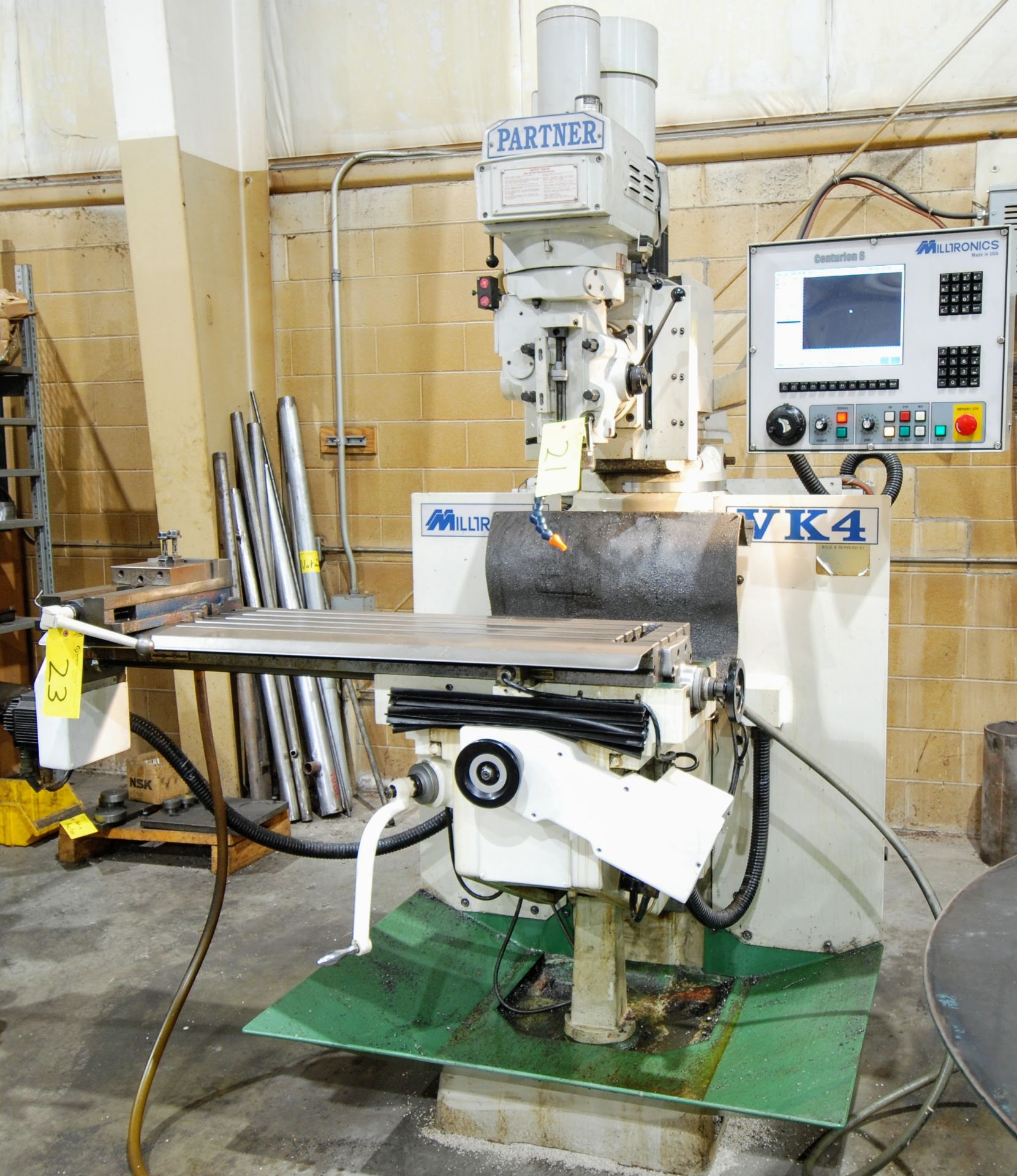 2001 MILLTRONICS VKM4 CNC MILLING MACHINE, S/N 7075, CENTURION 6 CNC CONTROL, 12" X 50" TABLE - Image 10 of 15