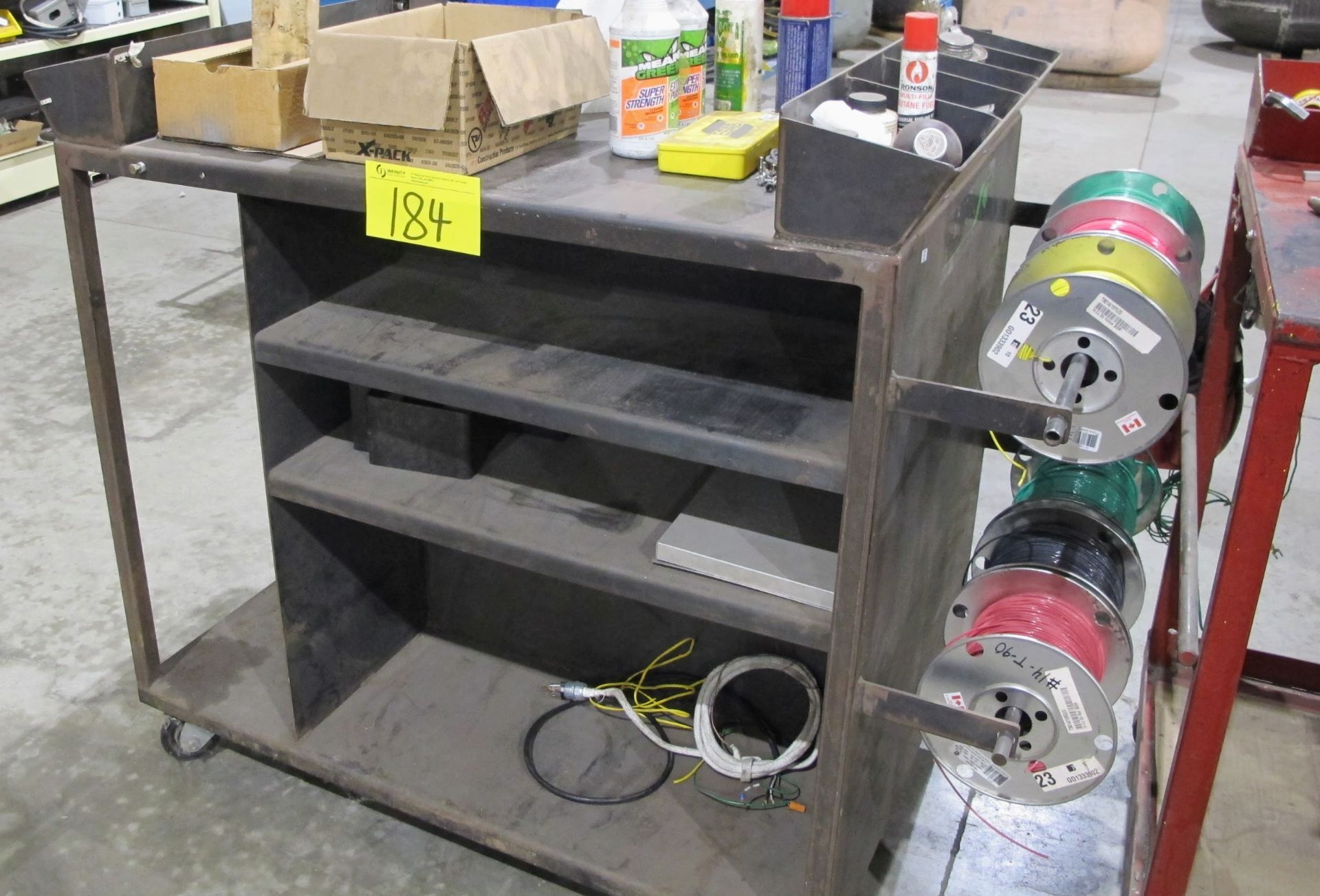 WIRE DISPENSER CART W/WIRE REELS AND CONTENTS