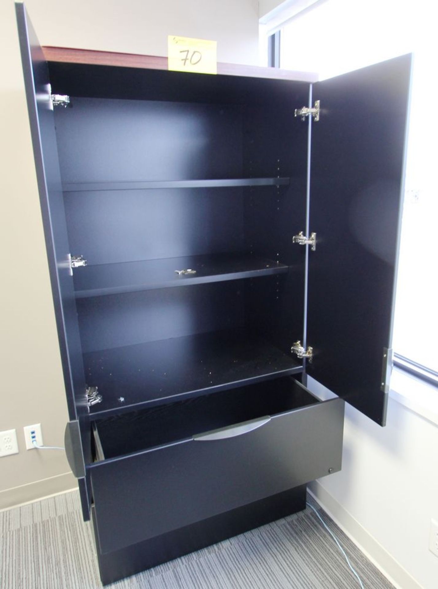 U-SHAPED DESK W/ OVERHEAD STORAGE, FILING CABINET AND MATCHING STORAGE CABINET - Image 6 of 6