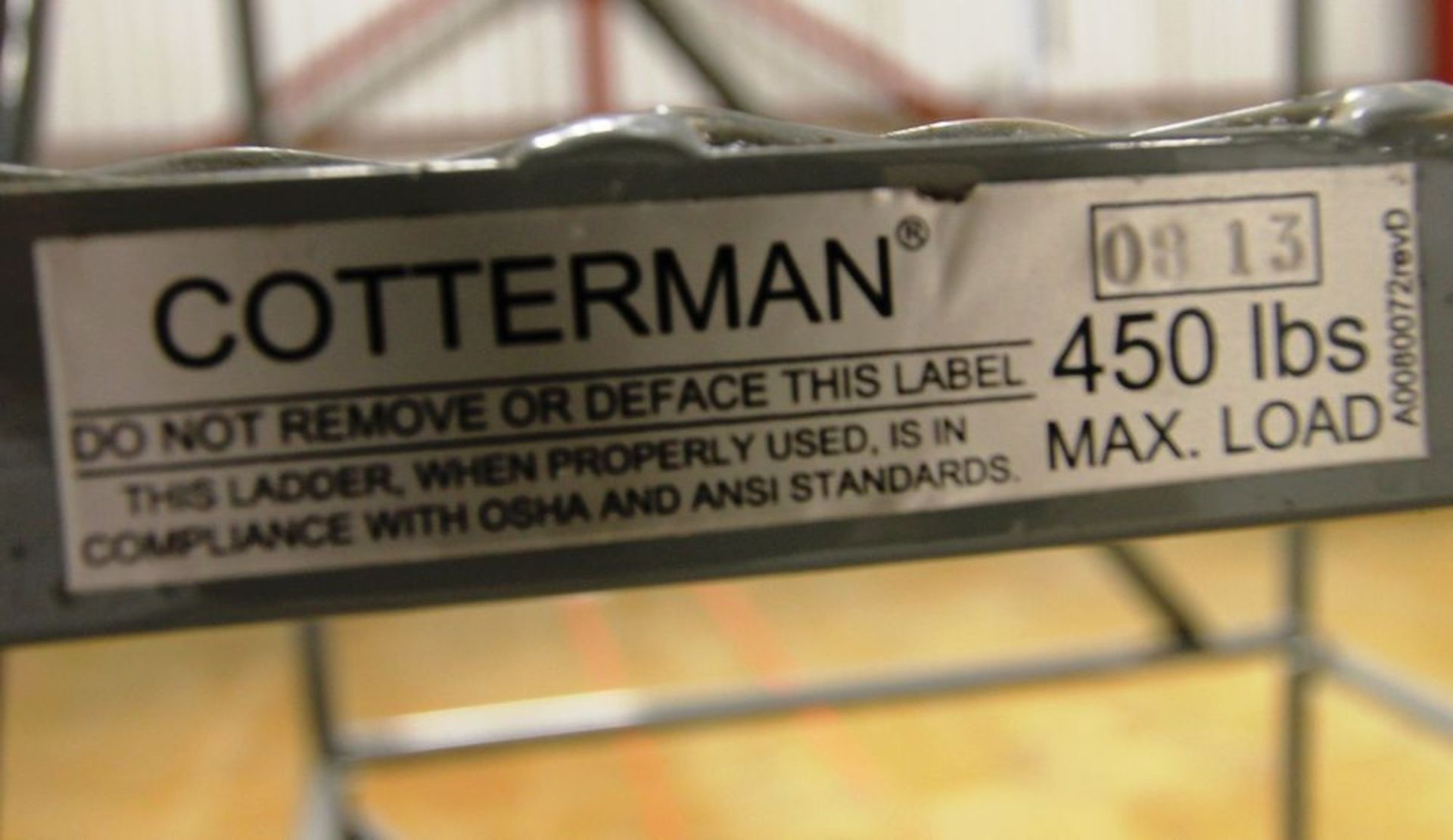 COTTERMAN 450LBS PORTABLE WAREHOUSE LADDER, S/N 0813 - Image 3 of 3