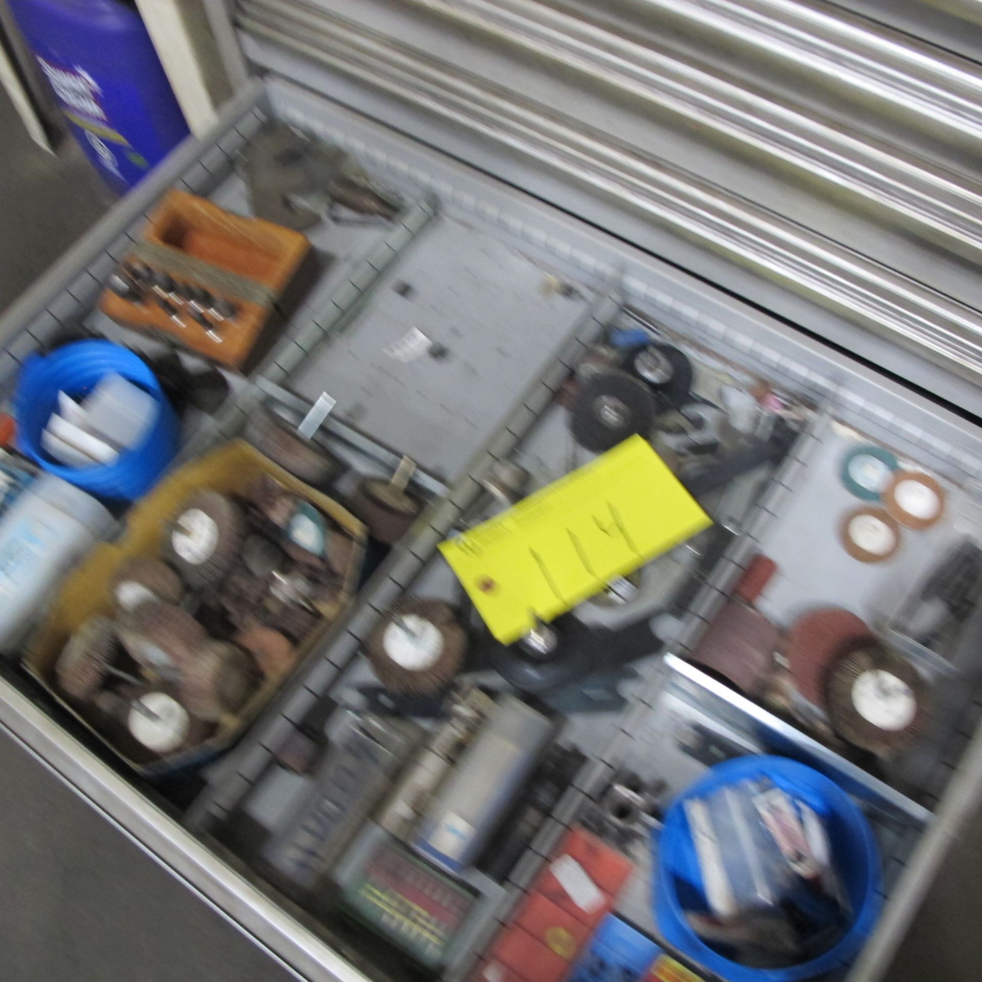 CONTENTS OF 1 DRAWER OF ROUSSEAU CABINET (POLISHING SUPPLIES, CARBIDE CUTTERS, GRINDING HEAD KIT,