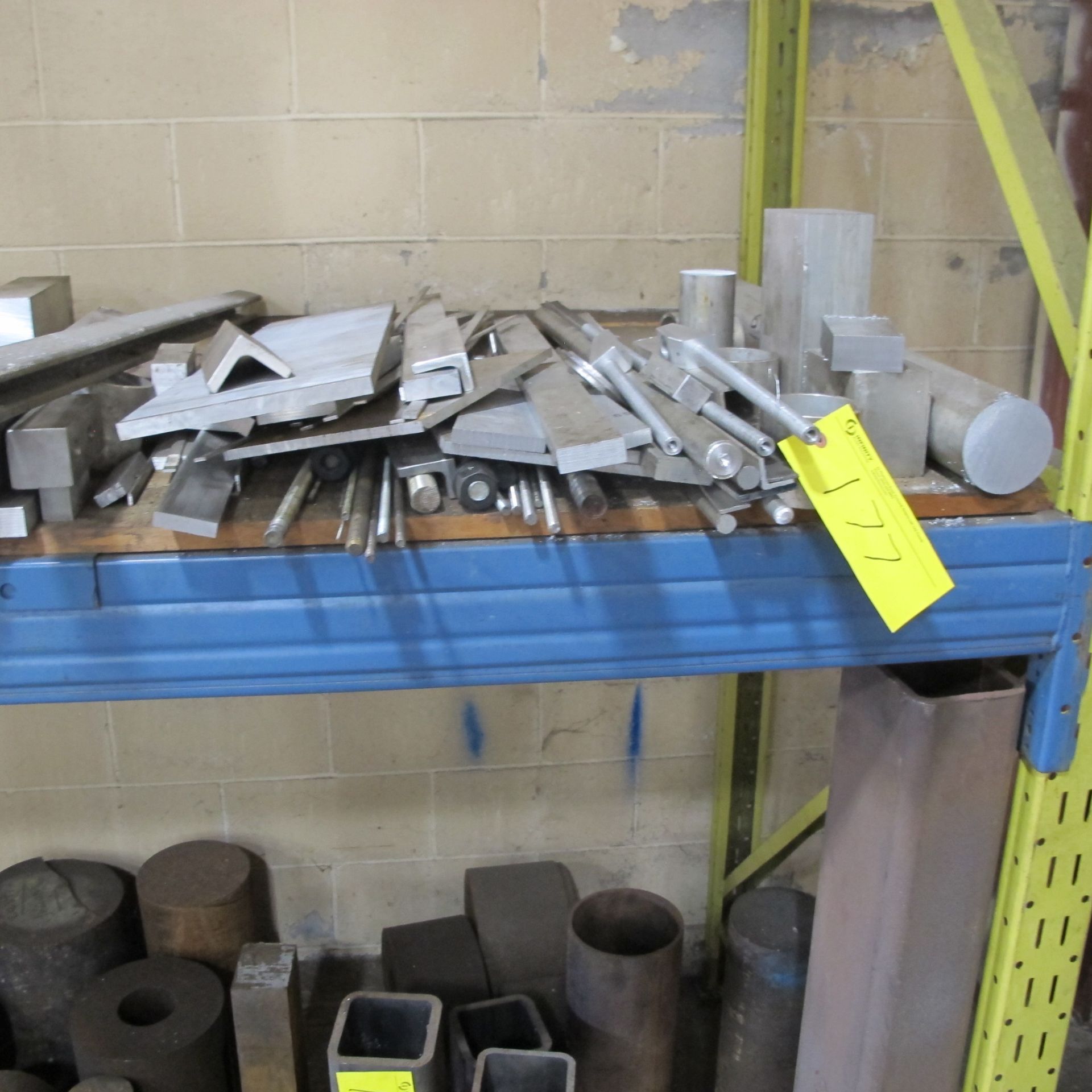 LOT OF ALUMINUM, STEEL CUTOFFS, 3 LOCATIONS (FLOOR/SHELF/PALLET)