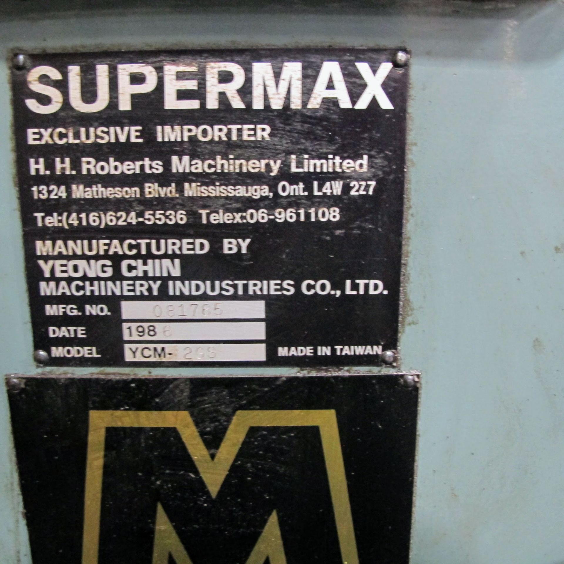 SUPERMAX YCM-2GS UNIVERSAL MILLING MACHINE, MILLVISION CONTROL, 5HP, 85 - 3,800 RPM VERTICAL, 85 - - Image 7 of 7