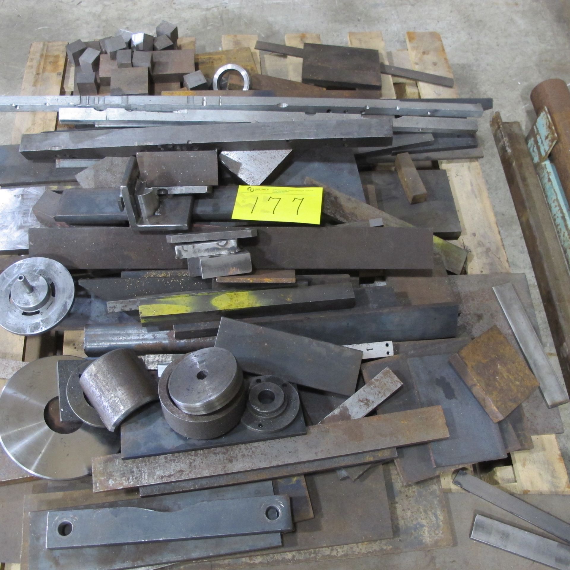 LOT OF ALUMINUM, STEEL CUTOFFS, 3 LOCATIONS (FLOOR/SHELF/PALLET) - Image 3 of 3