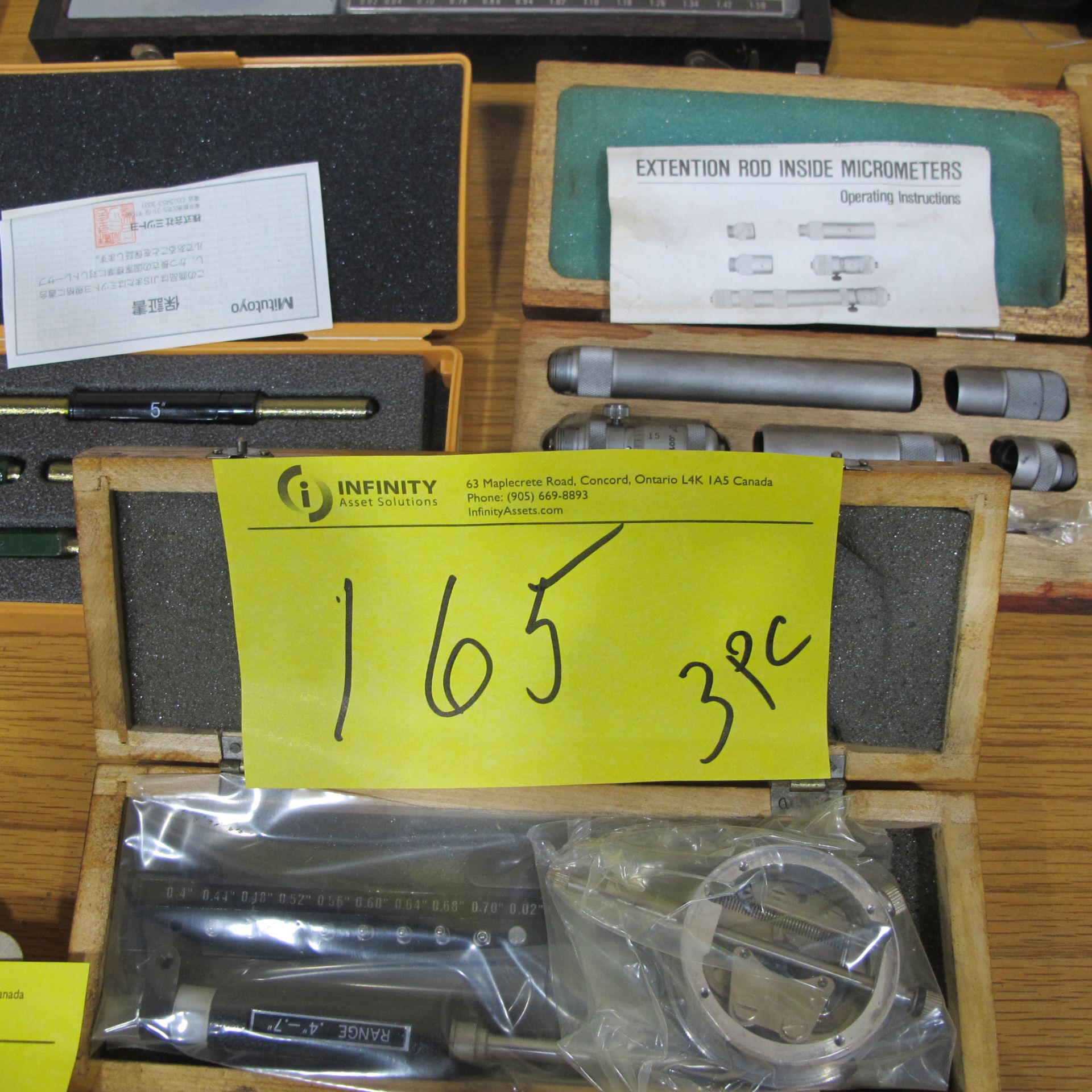 CYLINDER GAUGE, 4"-7", EXTENSION ROD MICROMETERS AND MITUTOYO INSIDE MICROMETER SET