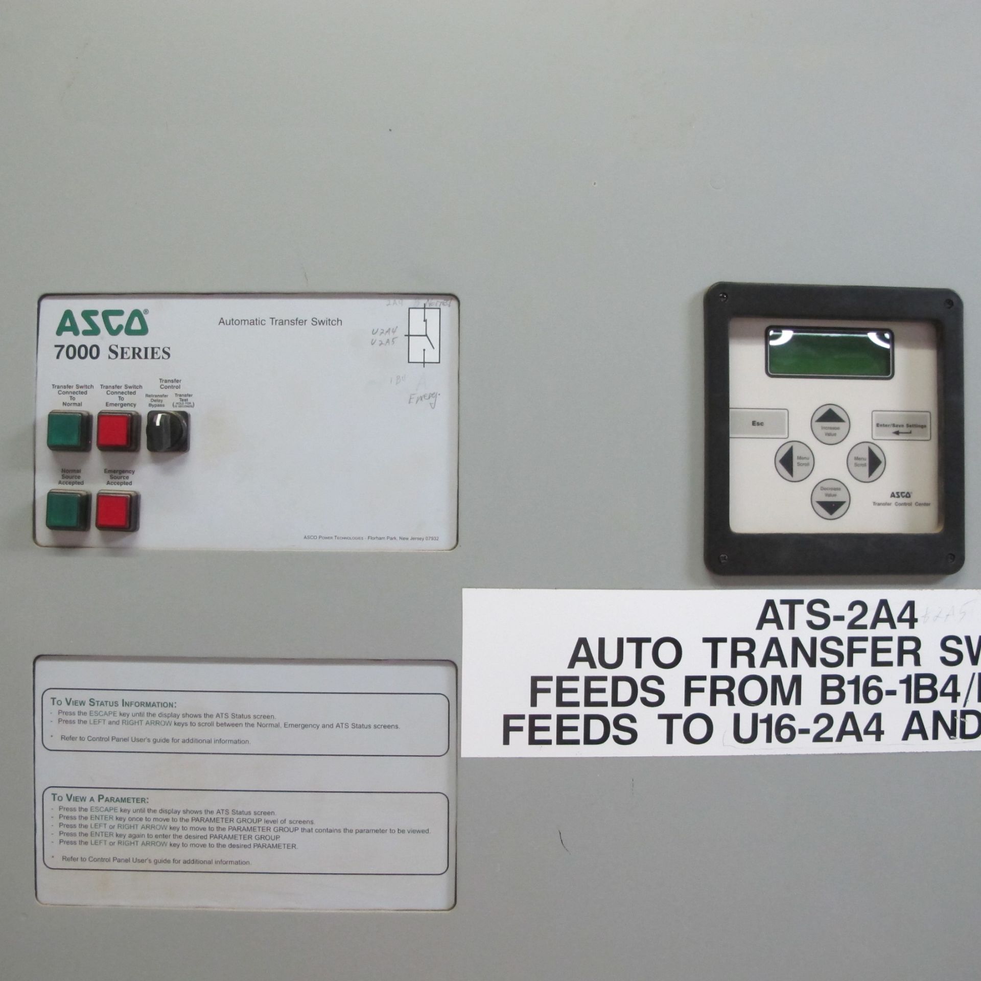 ASCA 7000 SERIES AUTOMATIC TRANSFER SWITCH ATS-2A4 (CUT WIRE 6" FROM PANEL) - Image 3 of 3