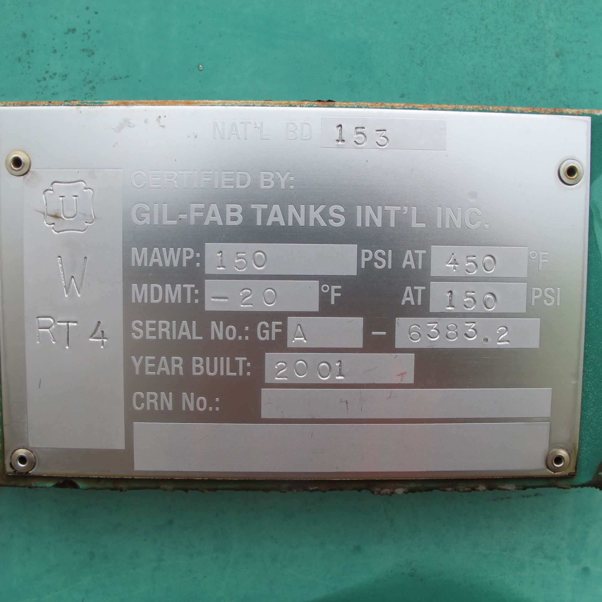 GIL FAB TANKS AIR ACCUMULATION TANK, 2,278 CALLON APPROX 60"D X 132"L - Image 2 of 2