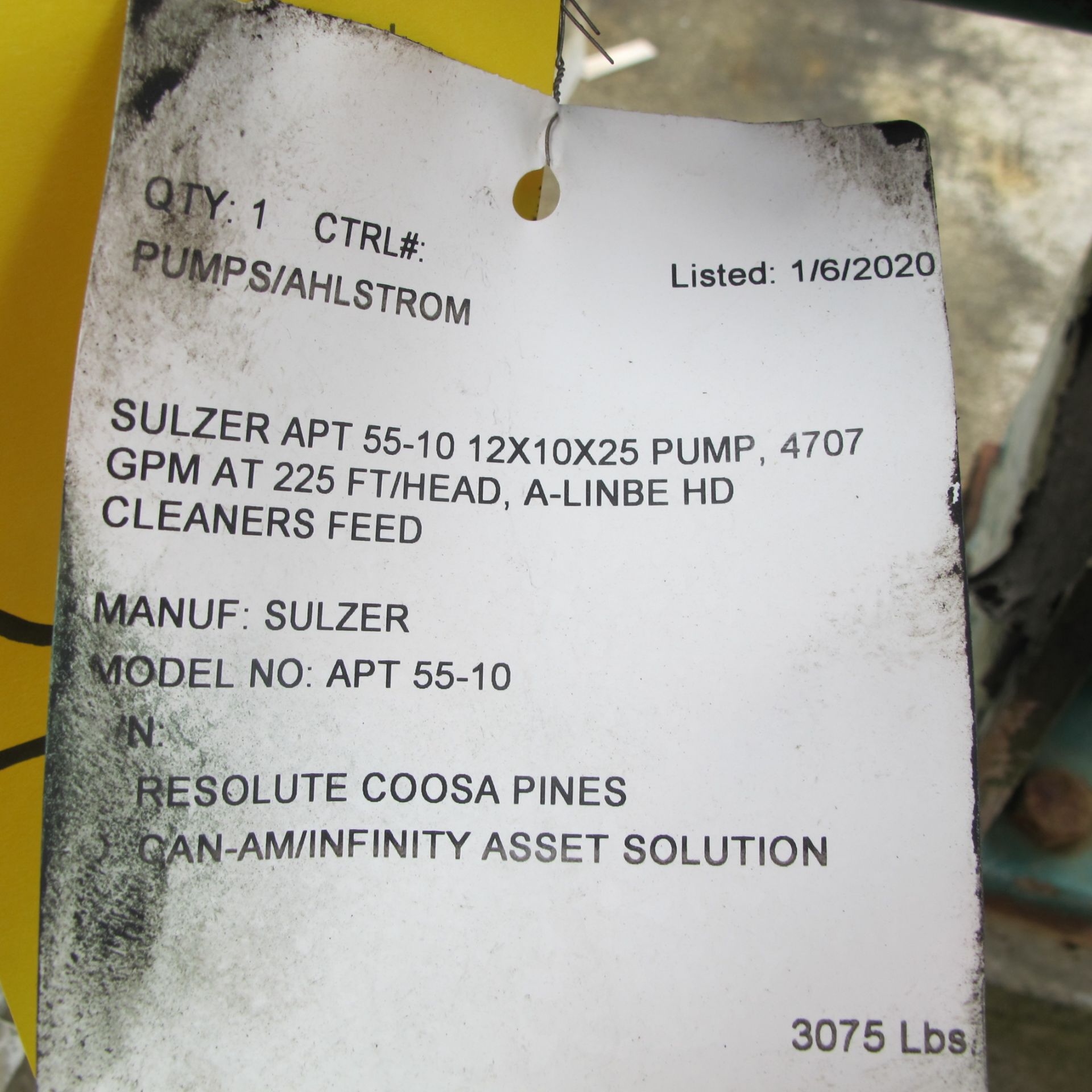 SULZER APT 55-10 12X10X25 PUMP, 4707 GPM AT 225 FT/HEAD, A-LINE HD CLEANERS FEED (42480) - Image 4 of 4