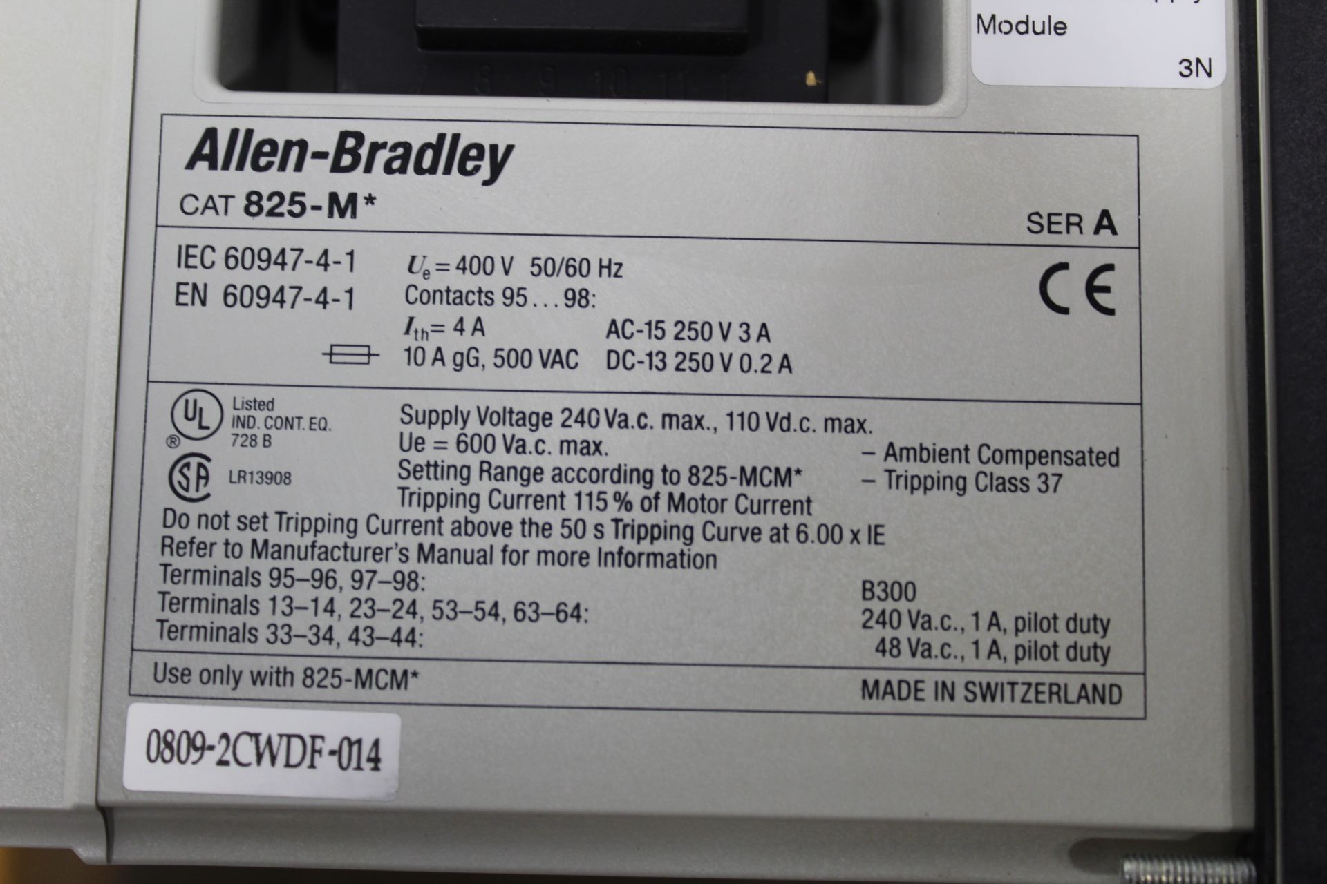 LOT OF (4) ALLEN BRADLEY 825-MD OVERLOAD RELAY, 120/220 VOLTS, 50/60 HZ, PROGRAMMABLE ELECTRONIC - Image 6 of 6