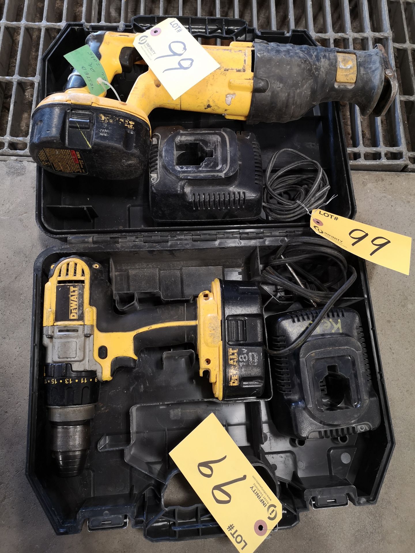 DEWALT 18V XRP DCD950 1/2" CORDLESS DRILL AND CORDLESS SAWZALL (LOCATED AT 1135 STELLAR DRIVE,