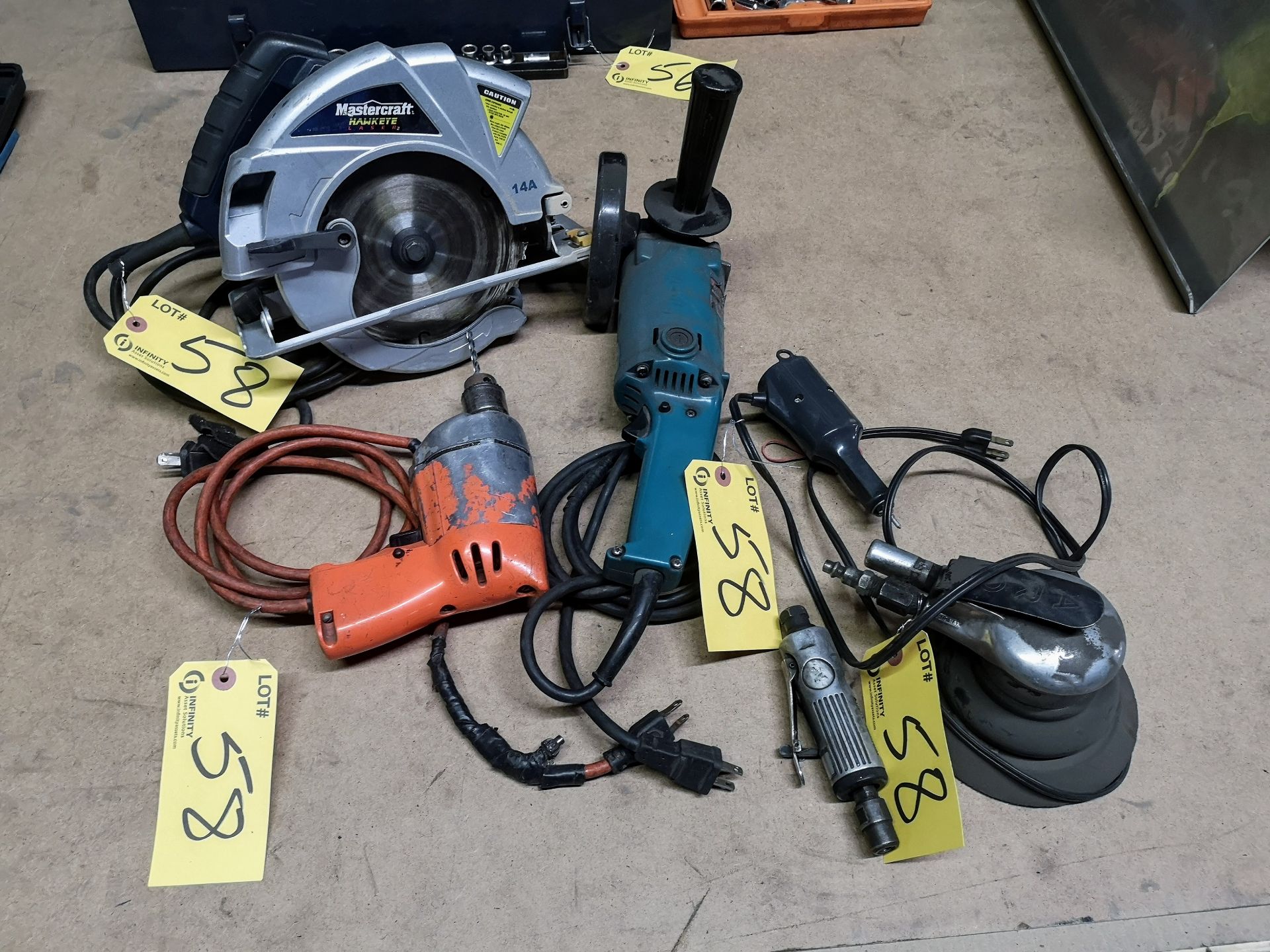 LOT MASTERCRAFT CIRCULAR SAW, PNEUMATIC TOOLS, ELECTRIC DRILL