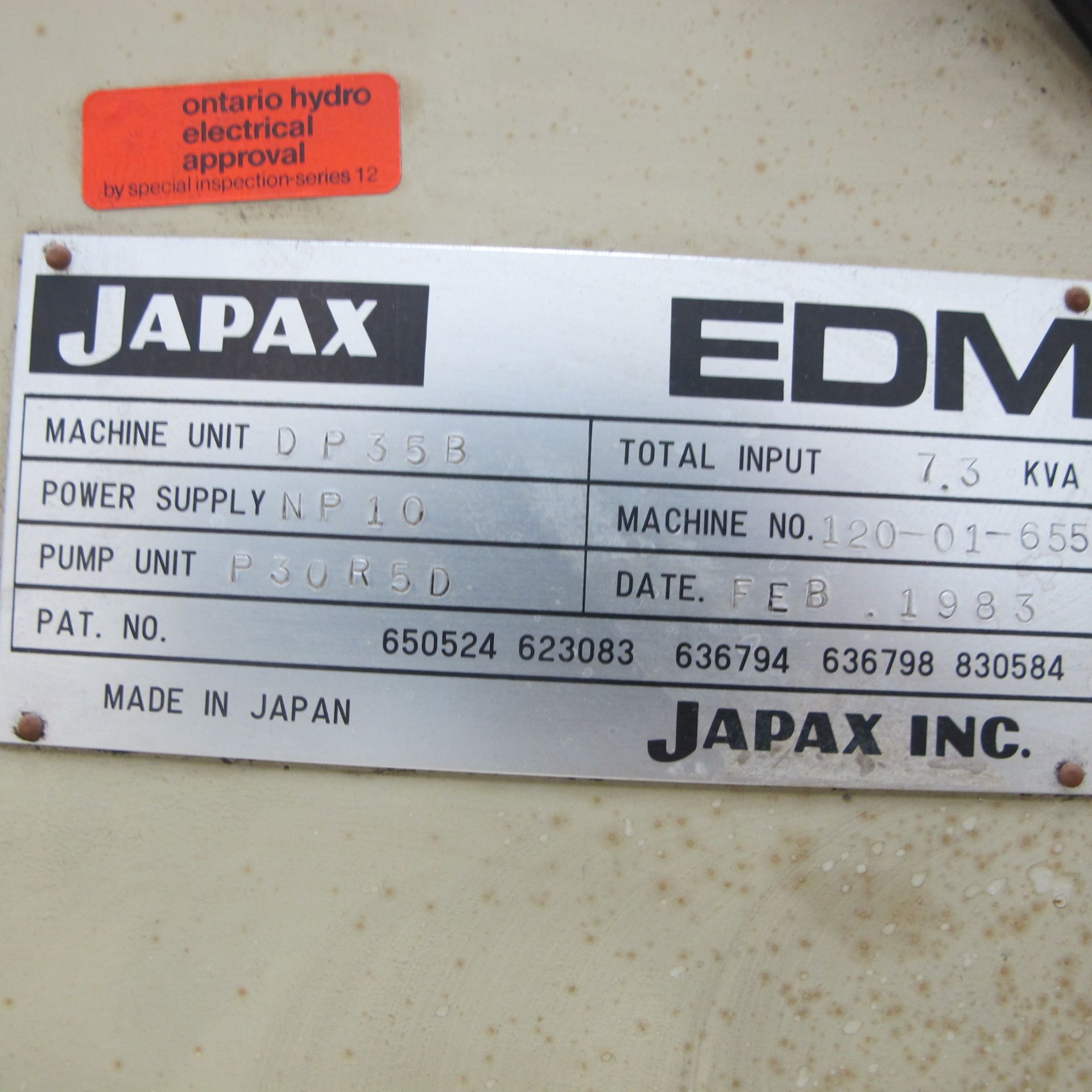 JAPAX INC DP35B EDM, NP 10 POWER SUPPLY, 21 1/2" X 33" X 13" TANK, 24" X 16 1/2" PLATE, 8 SLOT ATC - Image 6 of 12