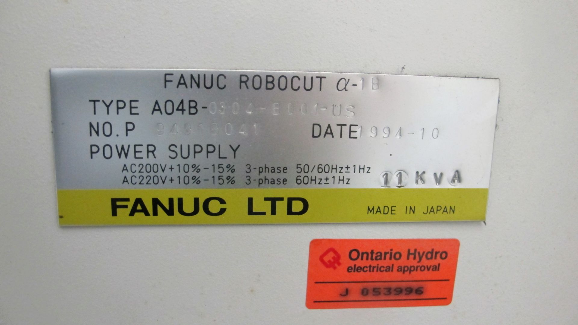 FANUC ROBOCUT ALPHA-1B SERIES, A-OB/A-1B AUTOMATIC WIRE FEED EDM W/FANUC SERIES 16-W CONTROL/PENDANT - Image 16 of 16