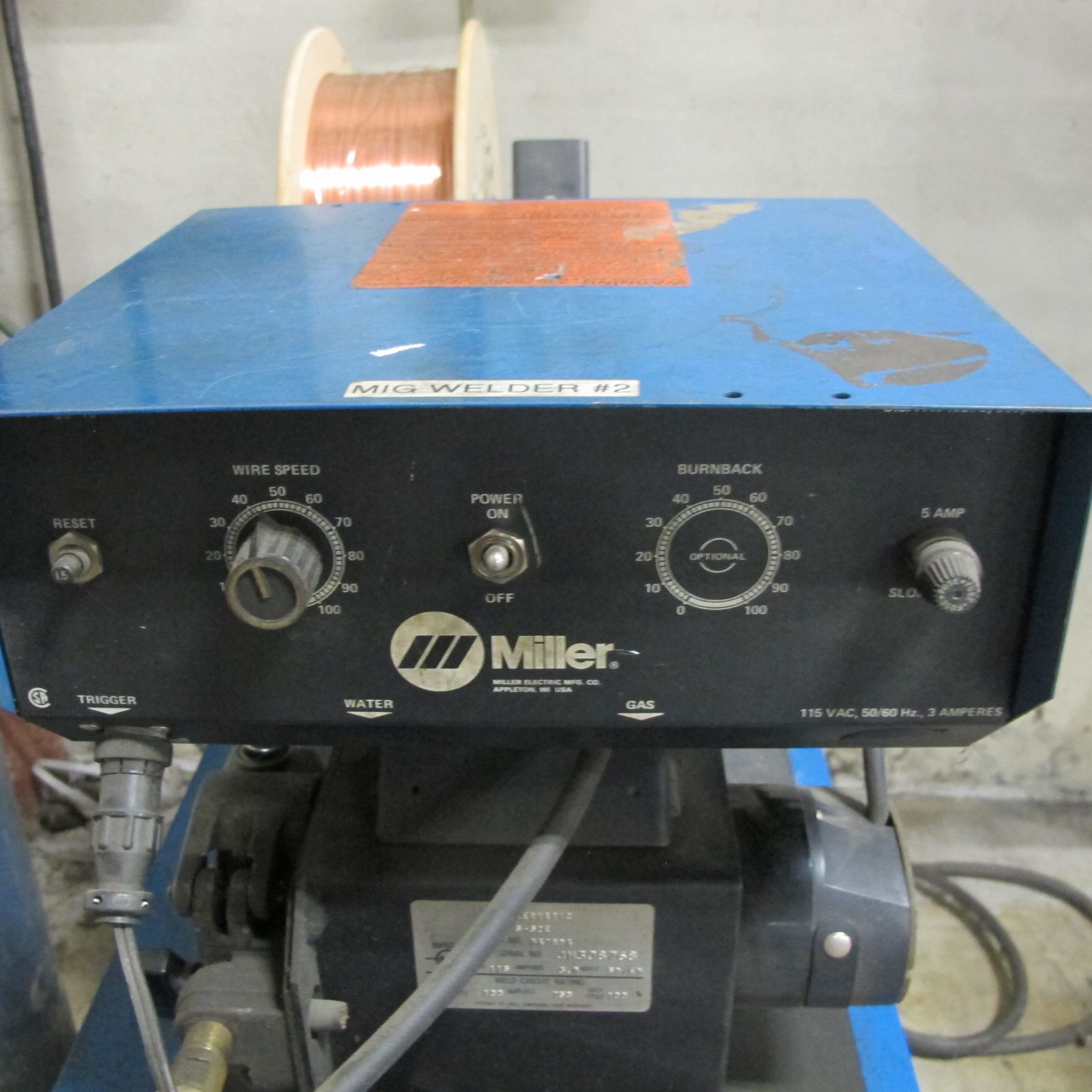 MILLER CP-300 CV-DC WELDING POWER SOURCE, W/MILLER WIRE FEEDER (NO TANKS) - Image 3 of 5