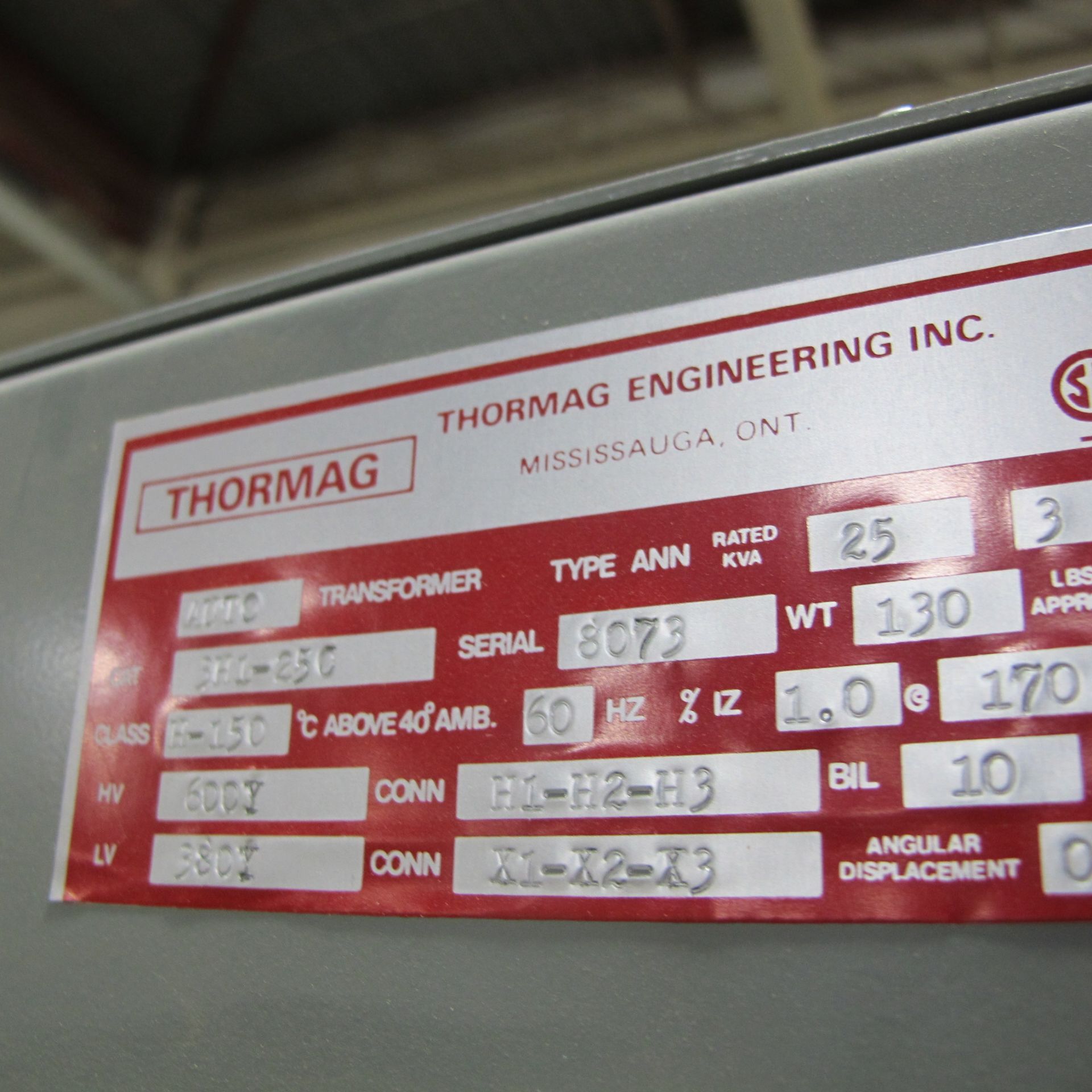 THORMAG ENGINEERING 25KVA TRANSFORMER, 3 PHASE - Image 2 of 2