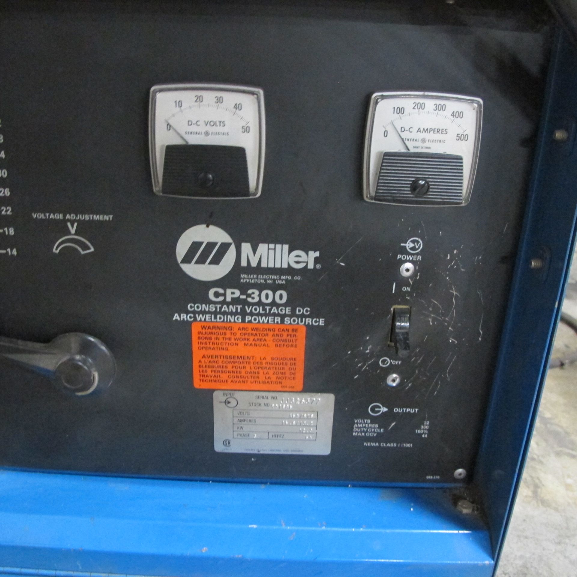 MILLER CP-300 CV-DC WELDING POWER SOURCE, W/MILLER WIRE FEEDER (NO TANKS) - Image 2 of 5