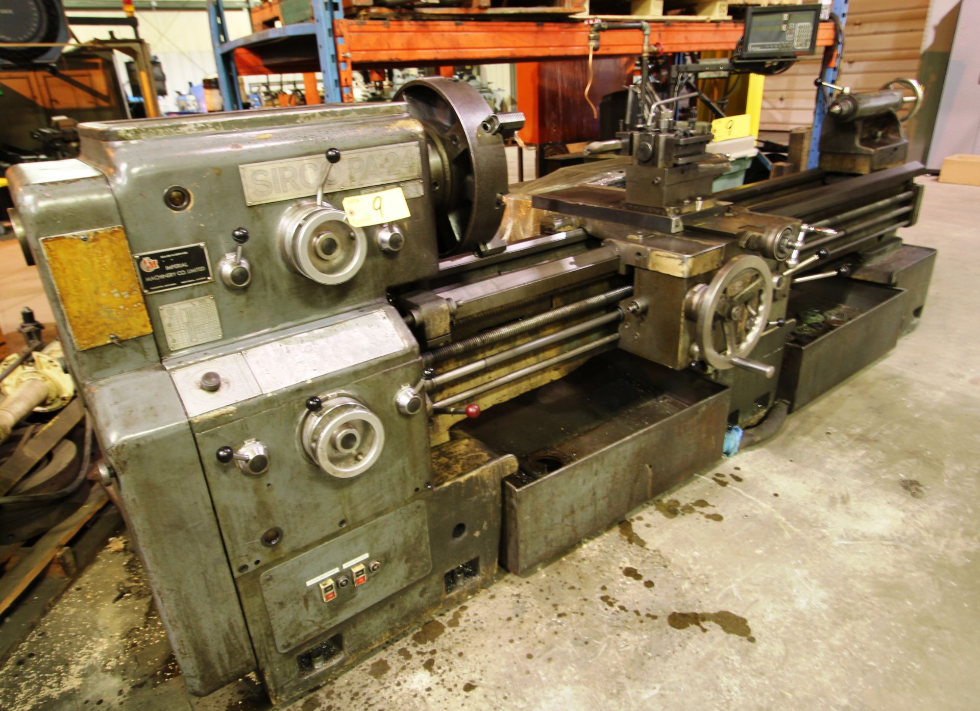 SIRCO PA-24 Engine Lathe, 24” x 84”, 3.5” Spindle Bore, Quick Change Tool Post, 4-Jaw Chuck,