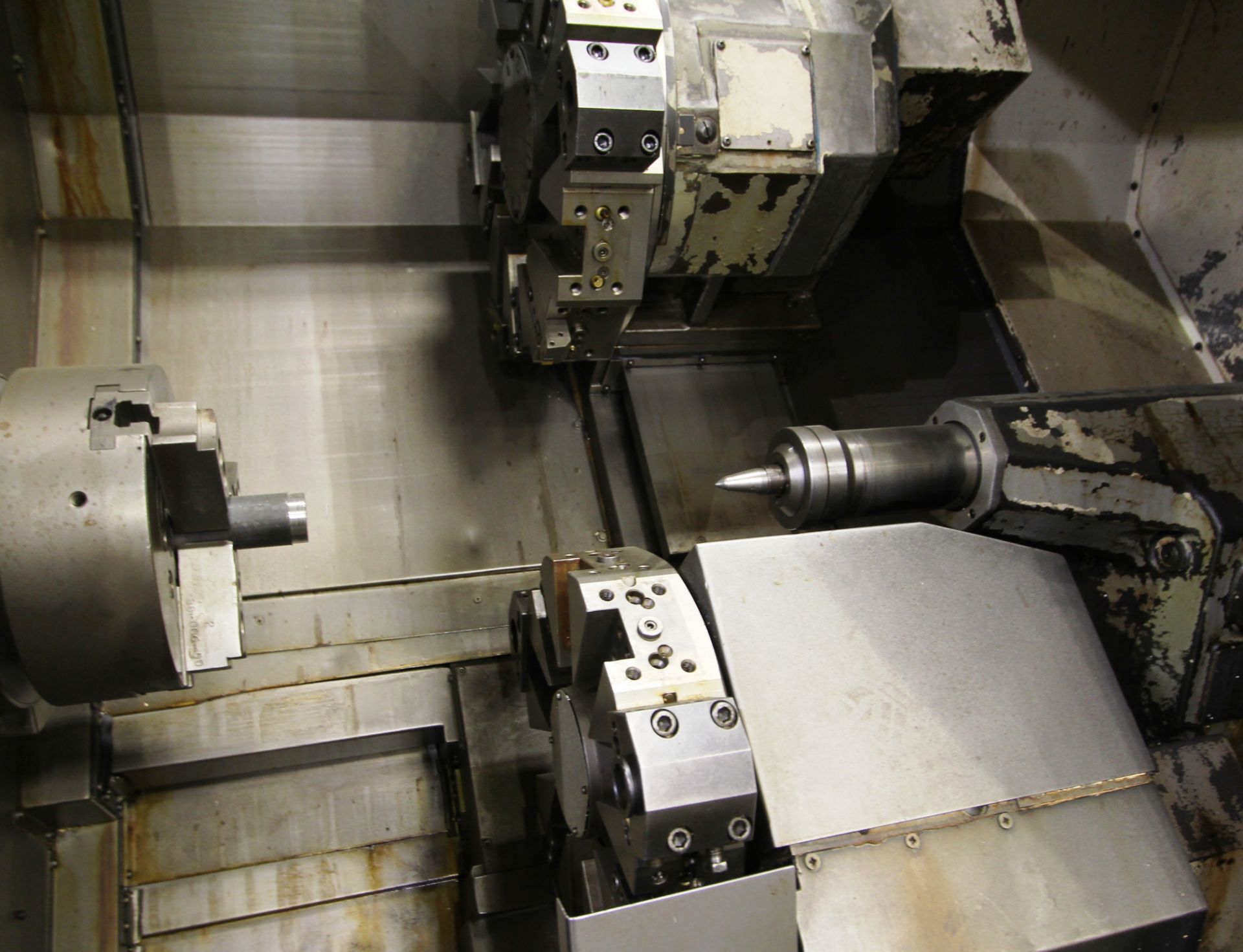 OKUMA Impact LU25 CNC Lathe, Twin (12) Station Turrets, Tailstock, Okuma OSP7000L Control, 12” 3-Jaw - Image 4 of 17