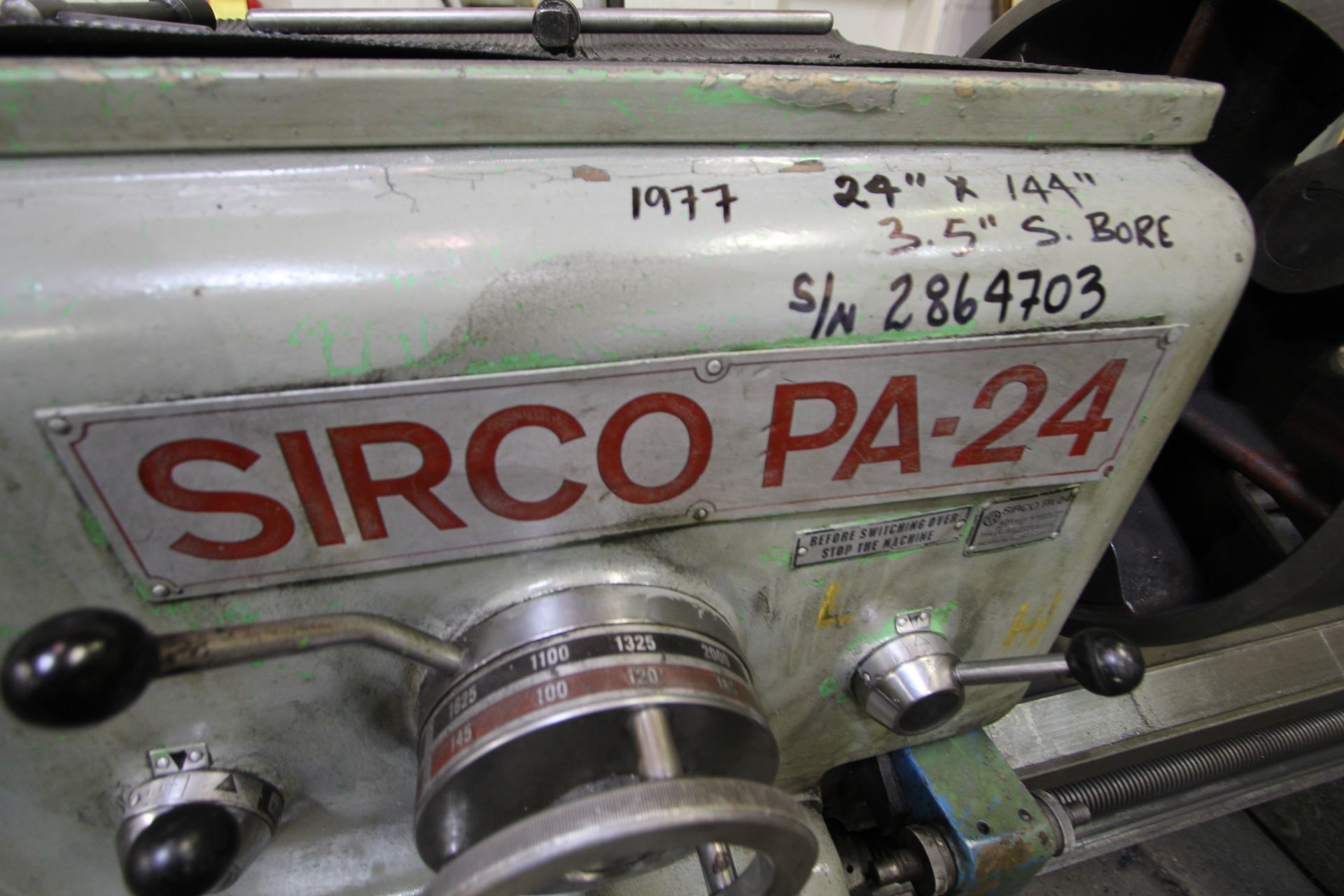 SIRCO PA-24 Engine Lathe, 24” x 144”, 3.5” Spindle Bore, Tailstock, (3) Steady Rests, 4-Jaw Chuck, - Image 3 of 8