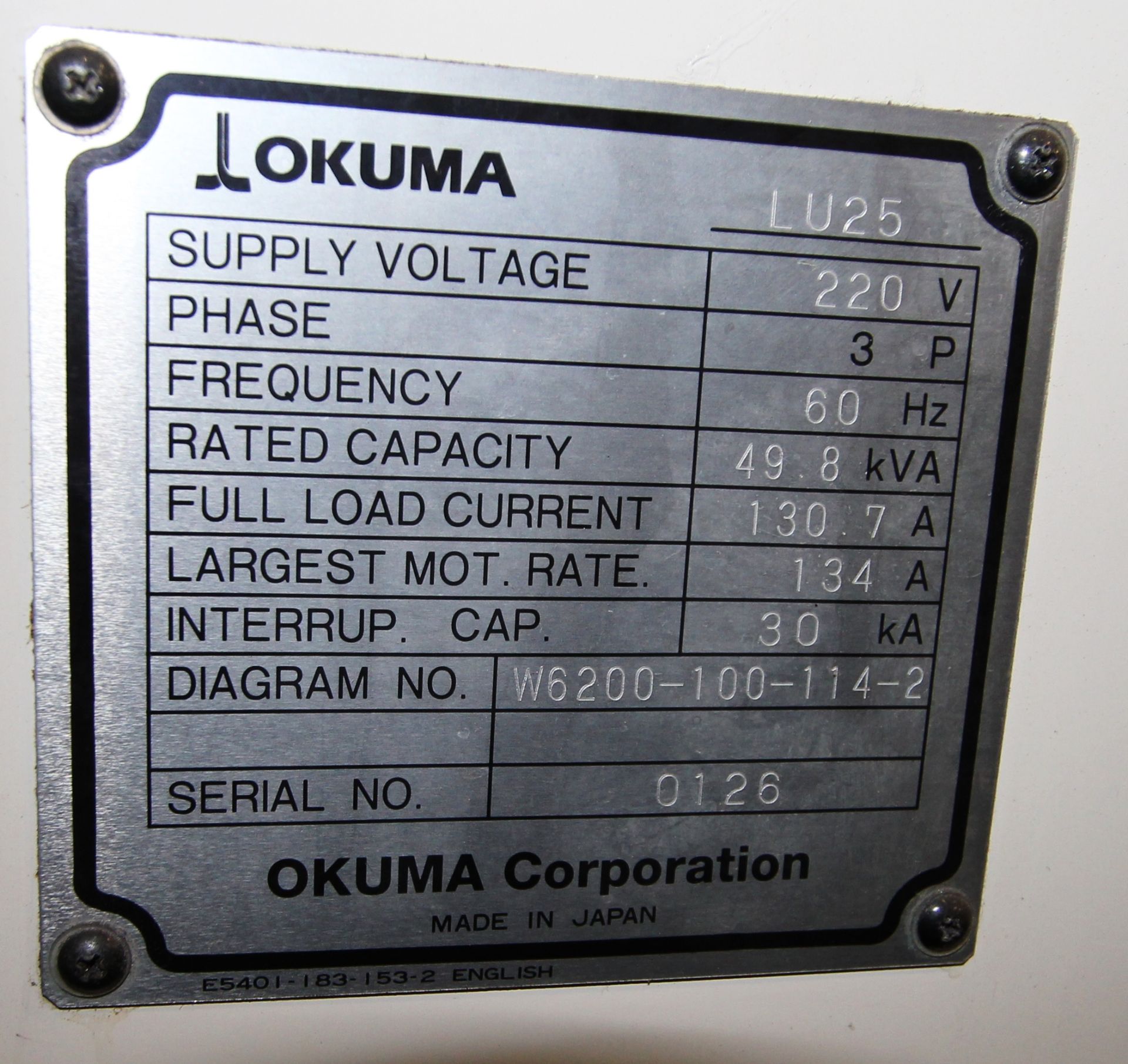 OKUMA Impact LU25 CNC Lathe, Twin (12) Station Turrets, Tailstock, Okuma OSP7000L Control, 12” 3-Jaw - Image 8 of 17