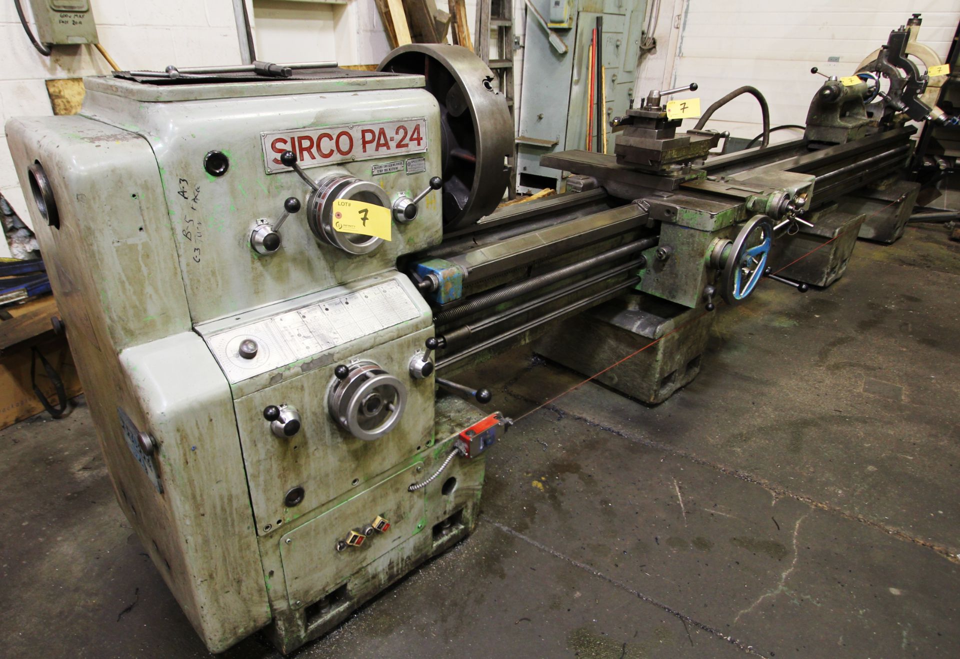 SIRCO PA-24 Engine Lathe, 24” x 144”, 3.5” Spindle Bore, Tailstock, (3) Steady Rests, 4-Jaw Chuck, - Image 2 of 8