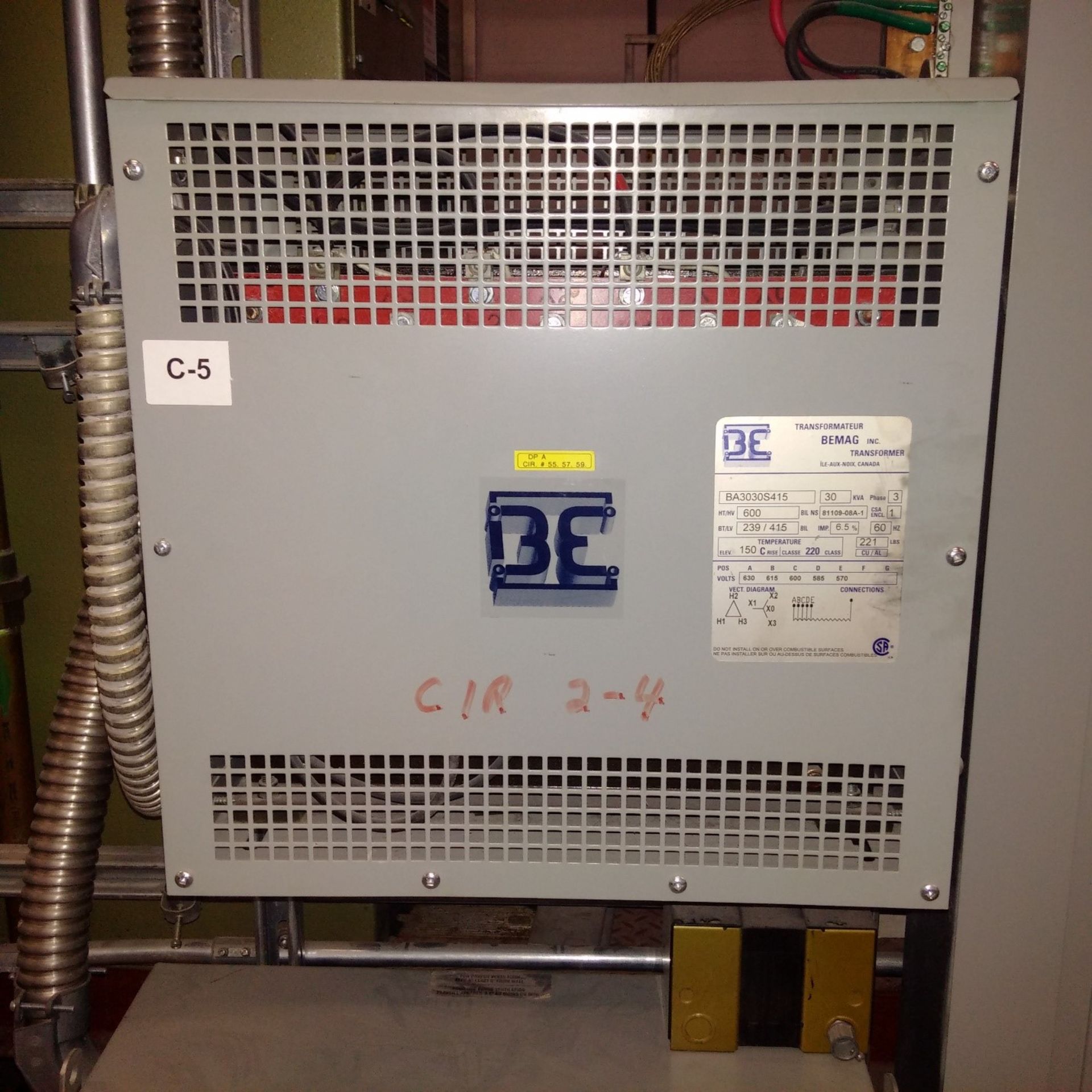 BEMAG Power Transformer; 30KVA, 3 Phases, 60Hz. PAID $1,200