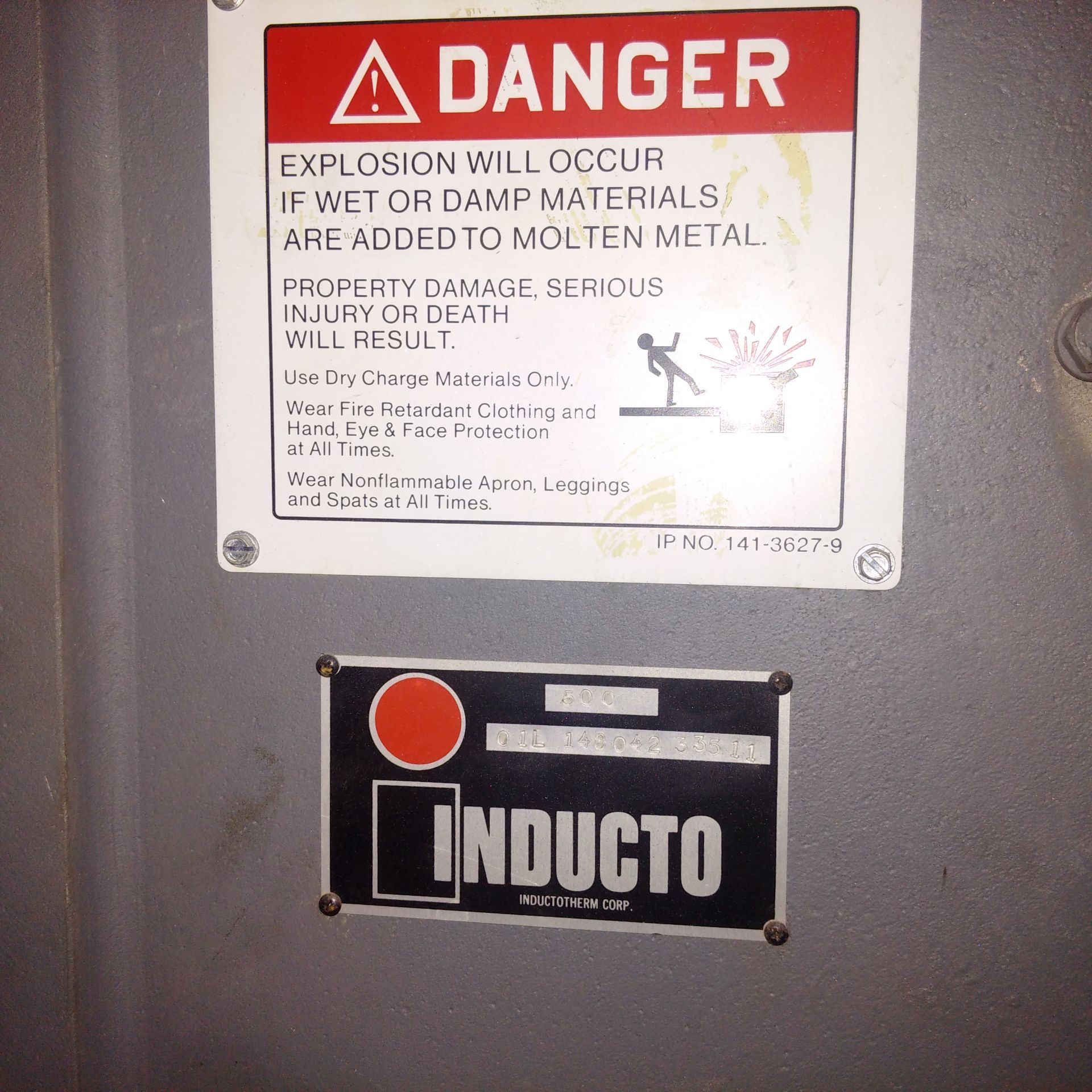 INDUCTOTHERM DURA-LINE 500 INDUCTION MELTING FURNACE, CAPACITY: 330-440 Lbs, CRUCIBLE DIMENSIONS ( - Image 2 of 4