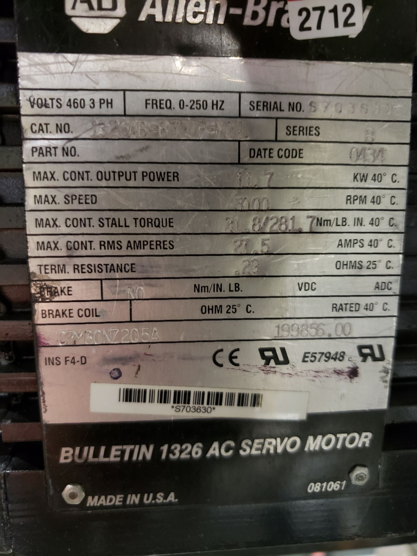 SERVO MOTORS, (5) ALLEN BRADLEY, (2)REXROTH SERVO MOTORS, NEED TO REMOVE FROM MACHINE (B2 REWINDER) - Image 3 of 9