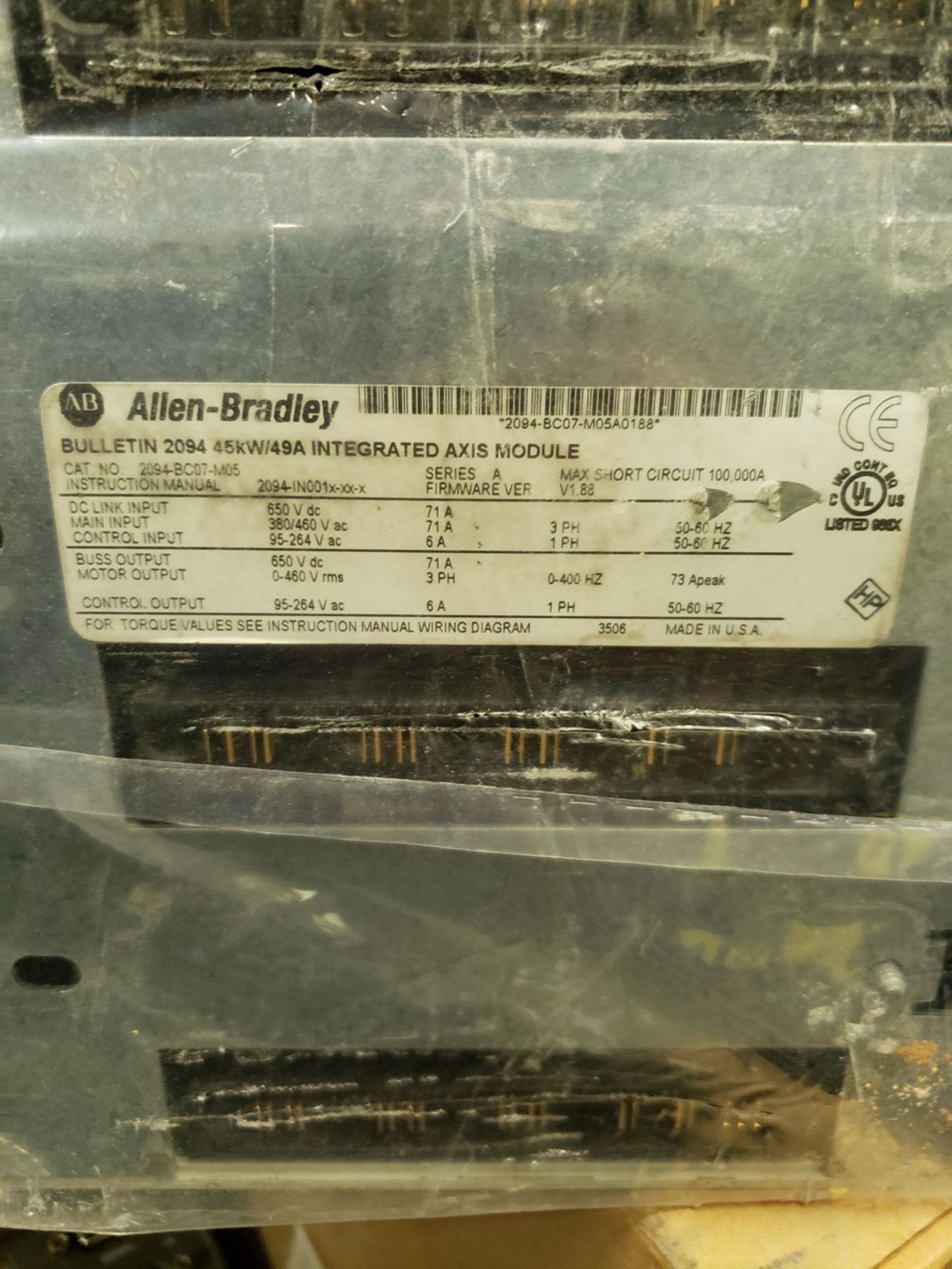 ALLEN BRADLEY, KINETIX 6000 POWER SUPPLY/SERVO DRIVE, 2094-BC07-M05 (STORE ROOM 050604) - Image 2 of 2