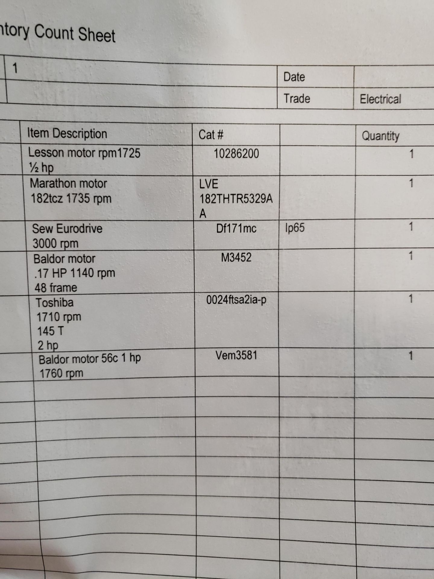 PALLET OF 6 MOTORS, SEE PICTURES FOR DESCRIPTIONS, MARATHON,LESSON, SEW EURODRIVE, BALDOR, - Image 2 of 2