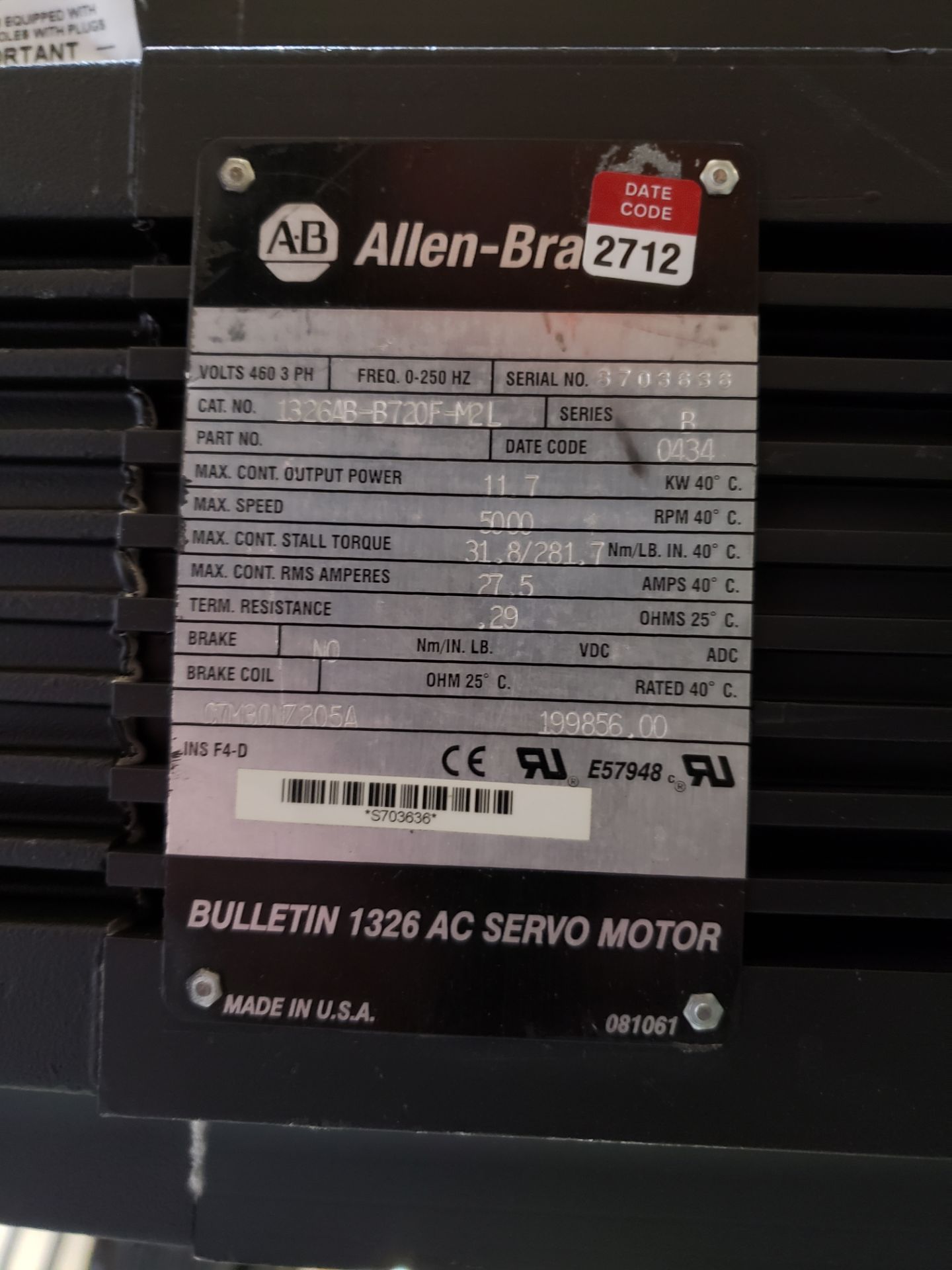 SERVO MOTORS, (5) ALLEN BRADLEY, (2)REXROTH SERVO MOTORS, NEED TO REMOVE FROM MACHINE (B2 REWINDER)