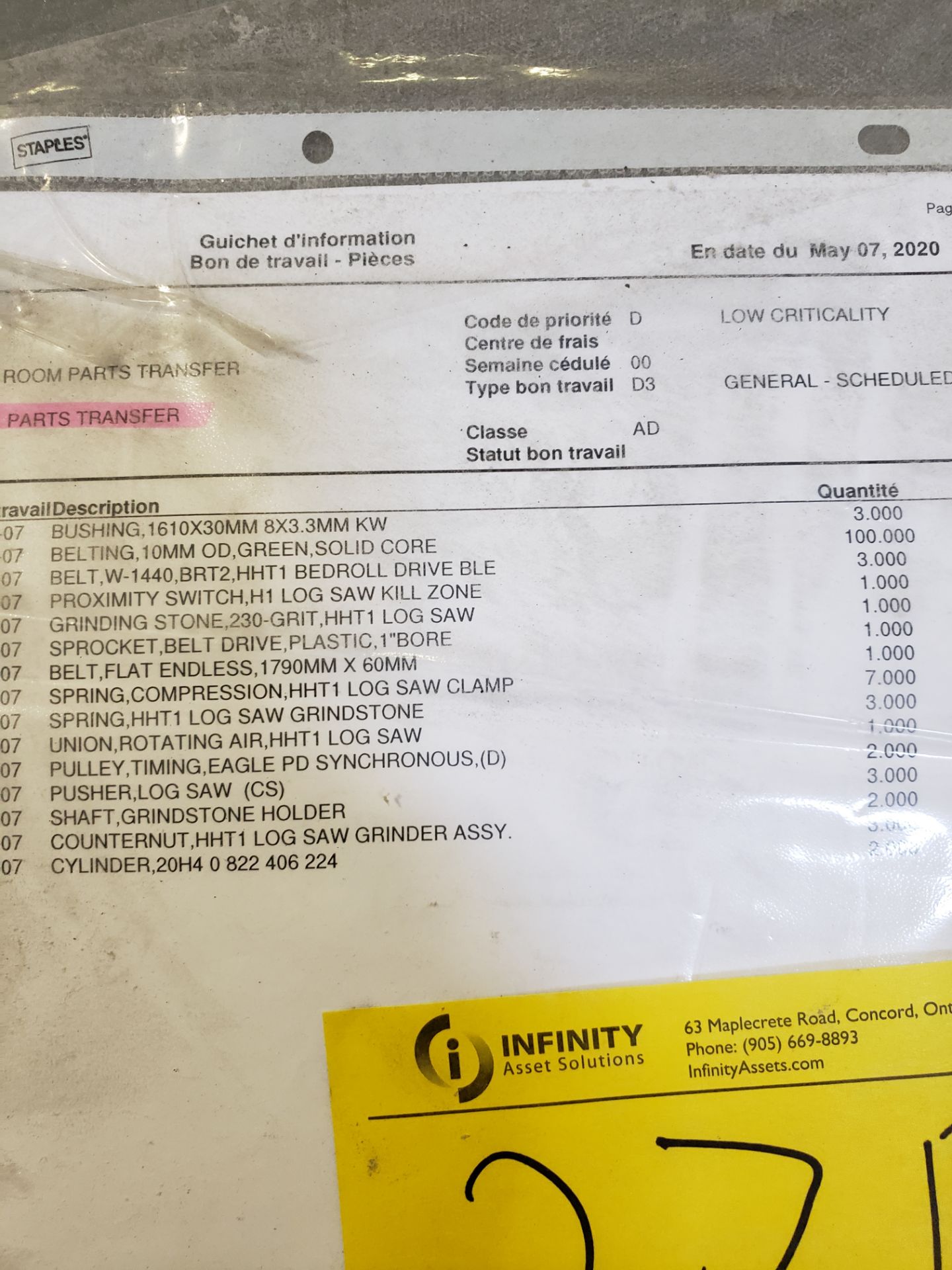 BOX OF PERINI LIG SAW PARTS, SEE DESCRIPTION IN PICTURE (H1 LOG SAW) - Image 2 of 2