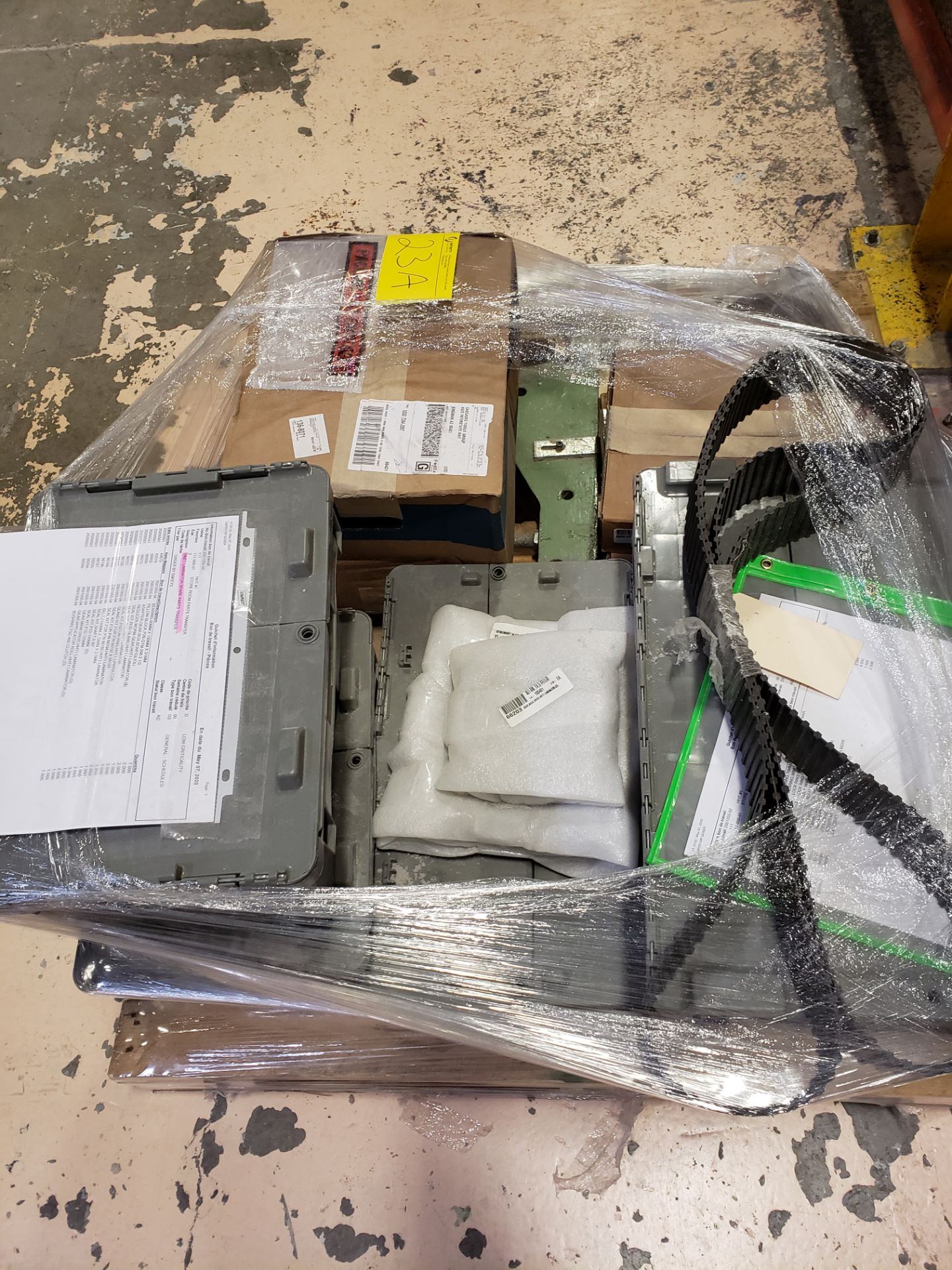 PALLET OF SPARE PARTS FOR PERINI DERL EMBOSSER/LAMINATOR UNIT, DRIVE BELTS, BEARINGS SPARE BEARING - Image 2 of 4