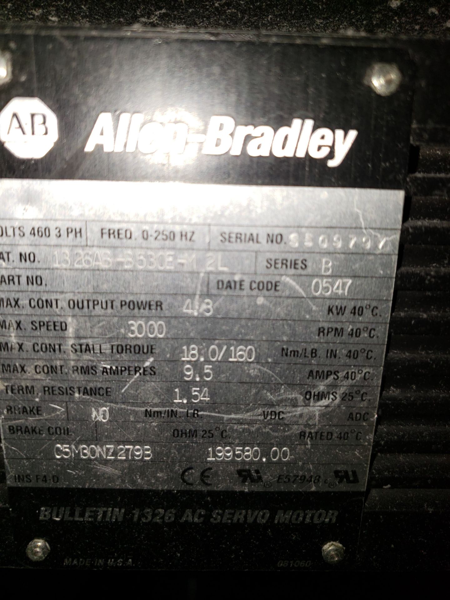 SERVO MOTORS, (5) ALLEN BRADLEY, (2)REXROTH SERVO MOTORS, NEED TO REMOVE FROM MACHINE (B2 REWINDER) - Image 5 of 9