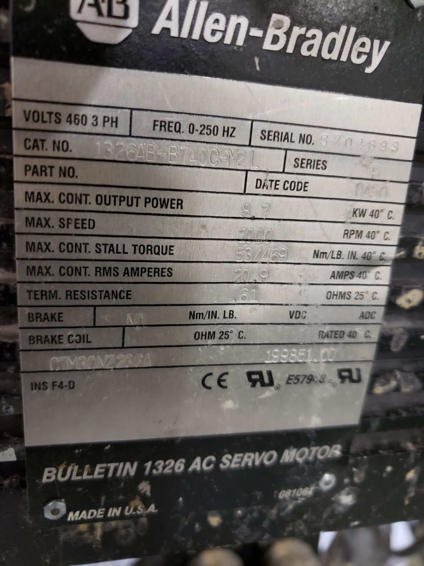 SERVO MOTORS, (5) ALLEN BRADLEY, (2)REXROTH SERVO MOTORS, NEED TO REMOVE FROM MACHINE (B2 REWINDER) - Image 4 of 9