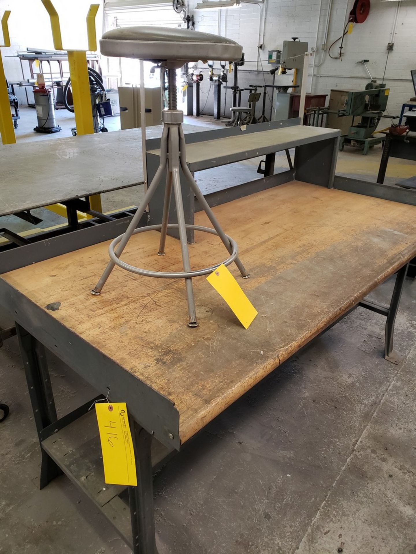 MACHINEST TABLE, 72" WIDE X 30" DEEP X 34" TALL, WITH UPPER TOP SHELF, WITH WOOD TOP, WITH - Image 3 of 3