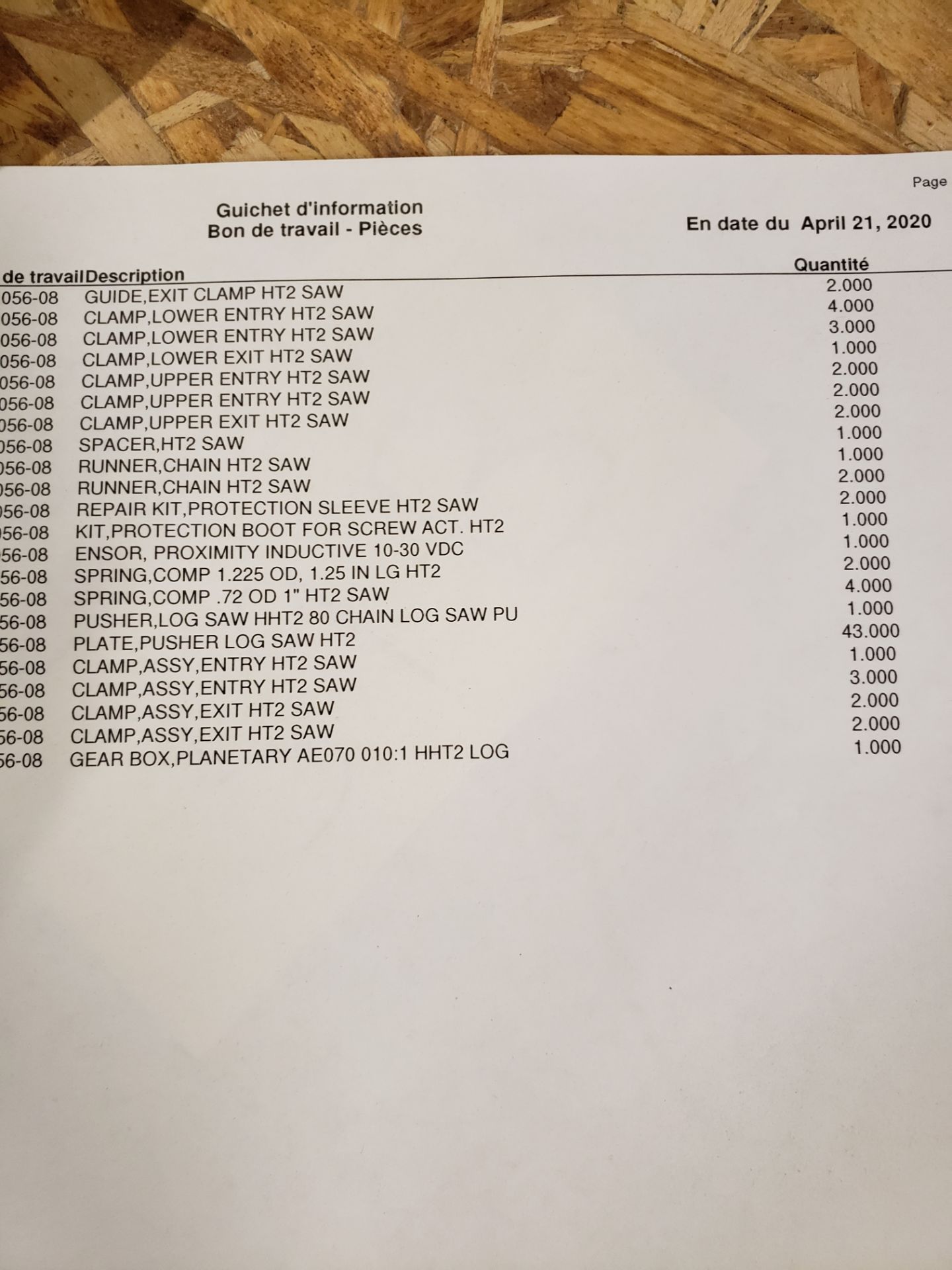 SPARE PARTS FOR PCMC LOG SAW (H2 LOG SAW) - Image 3 of 3