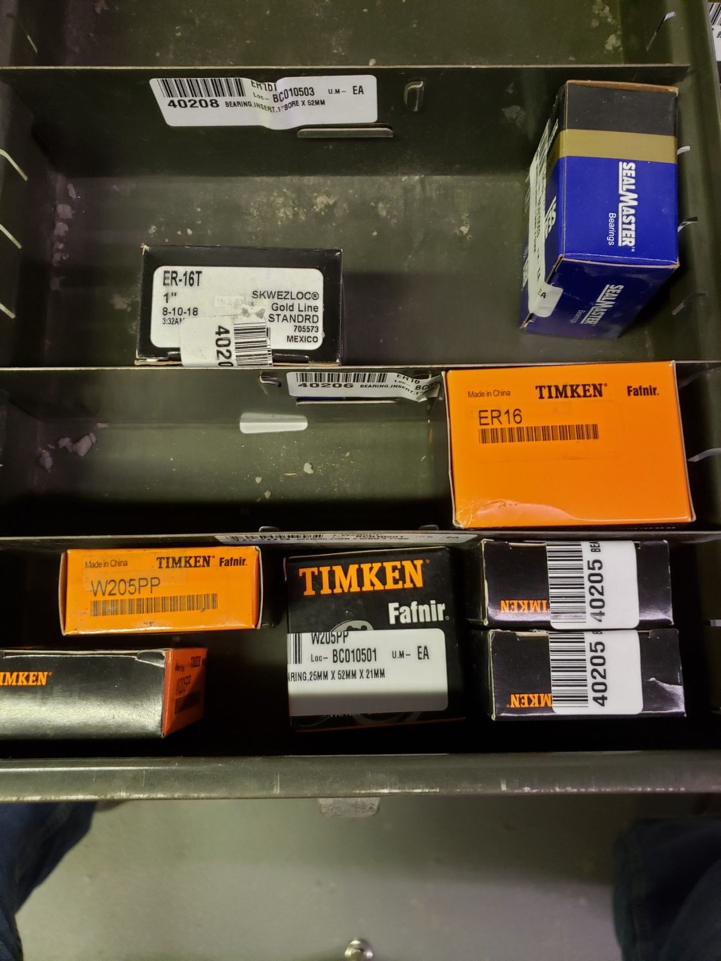 CABINET AND CONTENTS OF CABINET, BEARINGS, SKF, MRC, TIMKEN, RBC,KYK,PERCESIONBALL AND ROLLER - Image 19 of 28