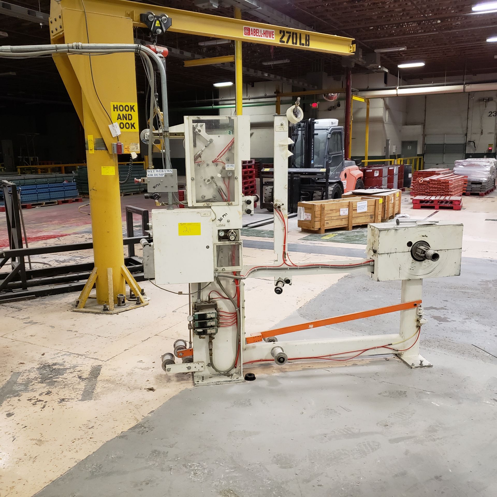 PCMC CORE WINDER, MODEL 8033, INCLUDING 2 BACK STANDS, WINDER, SAW, ROLL DOWN TABLE, ELECTRICAL - Image 2 of 20