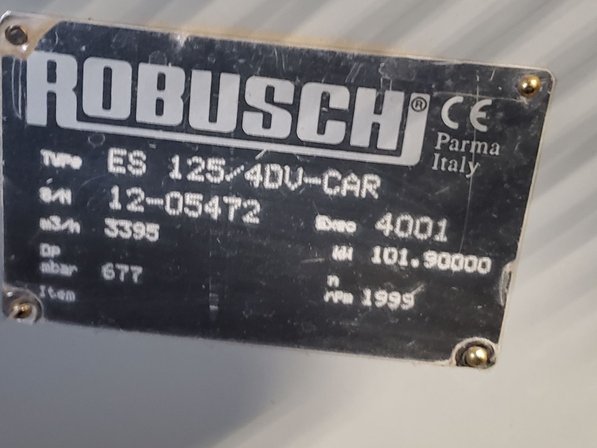 ROBUSCHI ROBOX EVOLUTION VACUUM PUMPTYPE ES 125/4DV-CAR, WITH FILTER HOUSING AND SPARE FILTER - Image 5 of 22