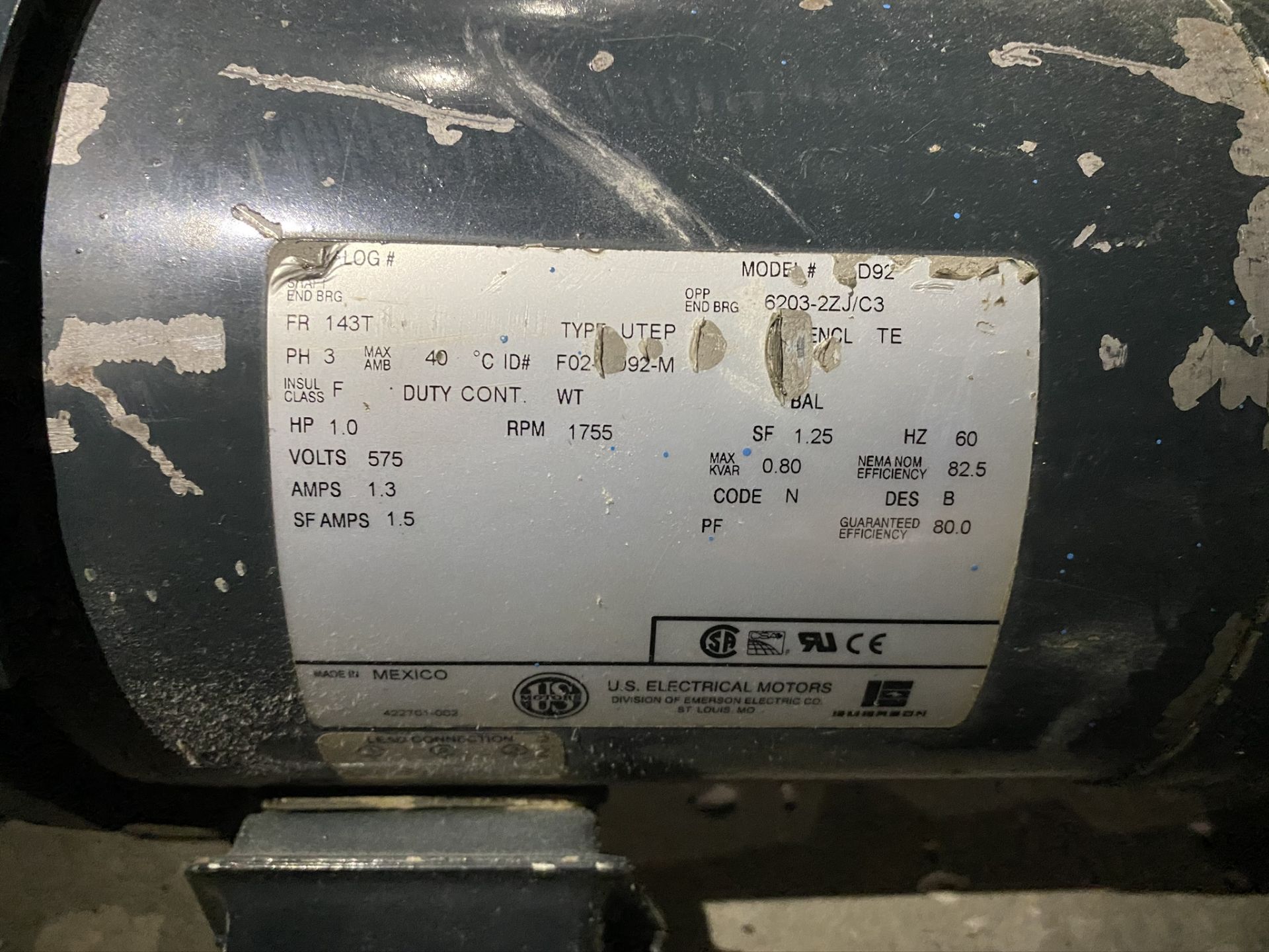 US Electrical Motor with gear box. Model: HWN2100-S2B33D-M2-1HPS/N: 88748F10 (S.F.) - Image 2 of 3