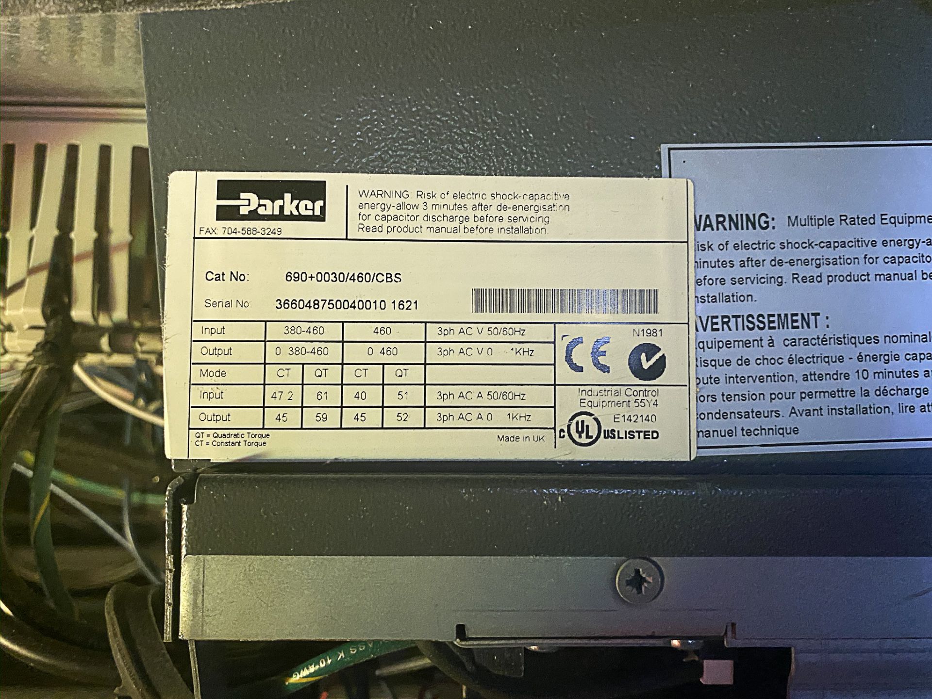 Electrical Panel for Embosser. SSD Drives. Parker 650 series components. Parker components (S.B.) - Image 10 of 10