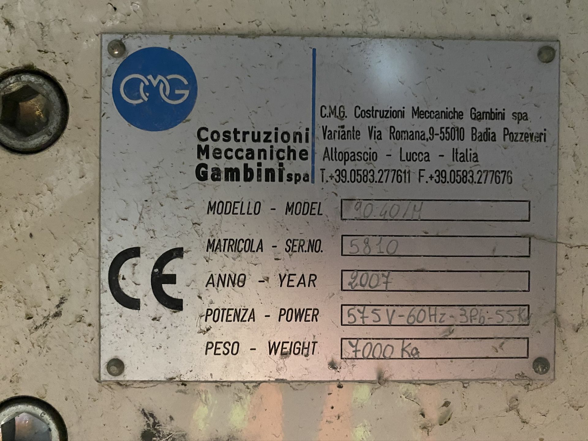 CMG 4 lane log saw model 90.40/M. S/N 5810. 2007. 7000kg. (WH-E). Trim blower. Spare parts bin.  4 - Image 5 of 10