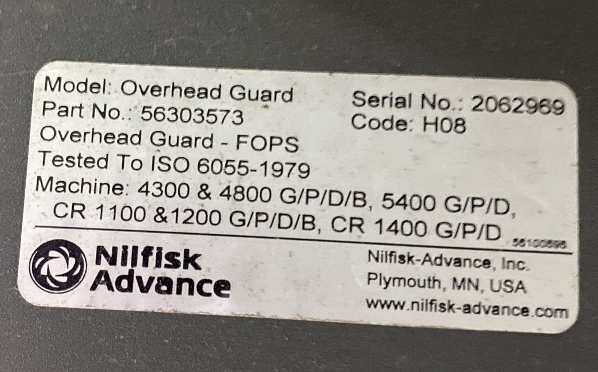 Captor 4800 floor cleaning zamboni. Type E. S/N 2062957. (WH-E) - Image 4 of 5