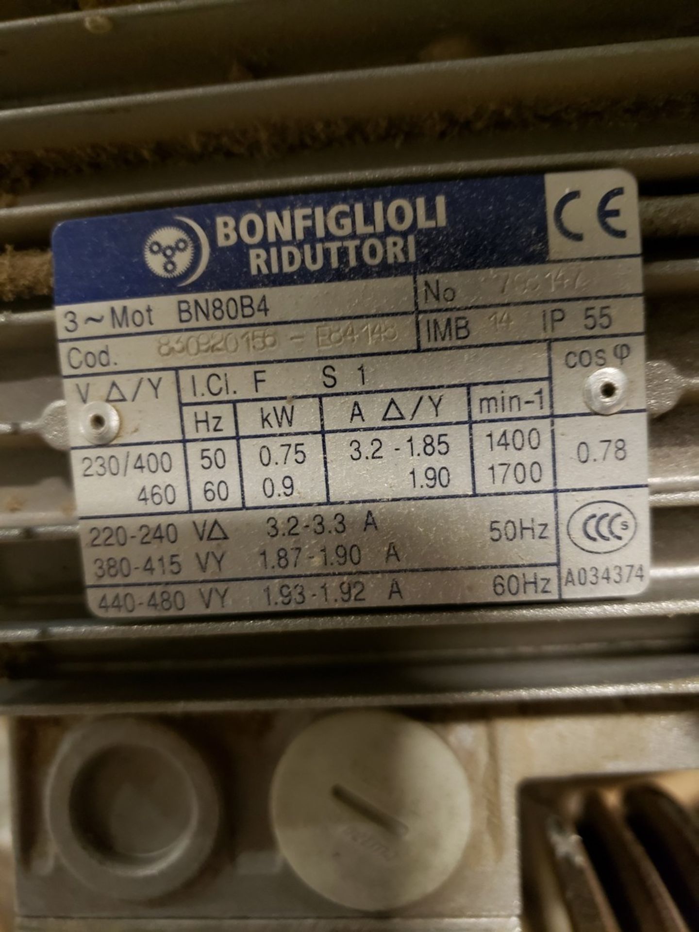 PALLET OF MOTORS, 1 MARATHON , UNKNOWN HP, OR CONDITION WITH STERNS BREAK ATTACHED, 1 BONFIGLIOLI - Image 8 of 13