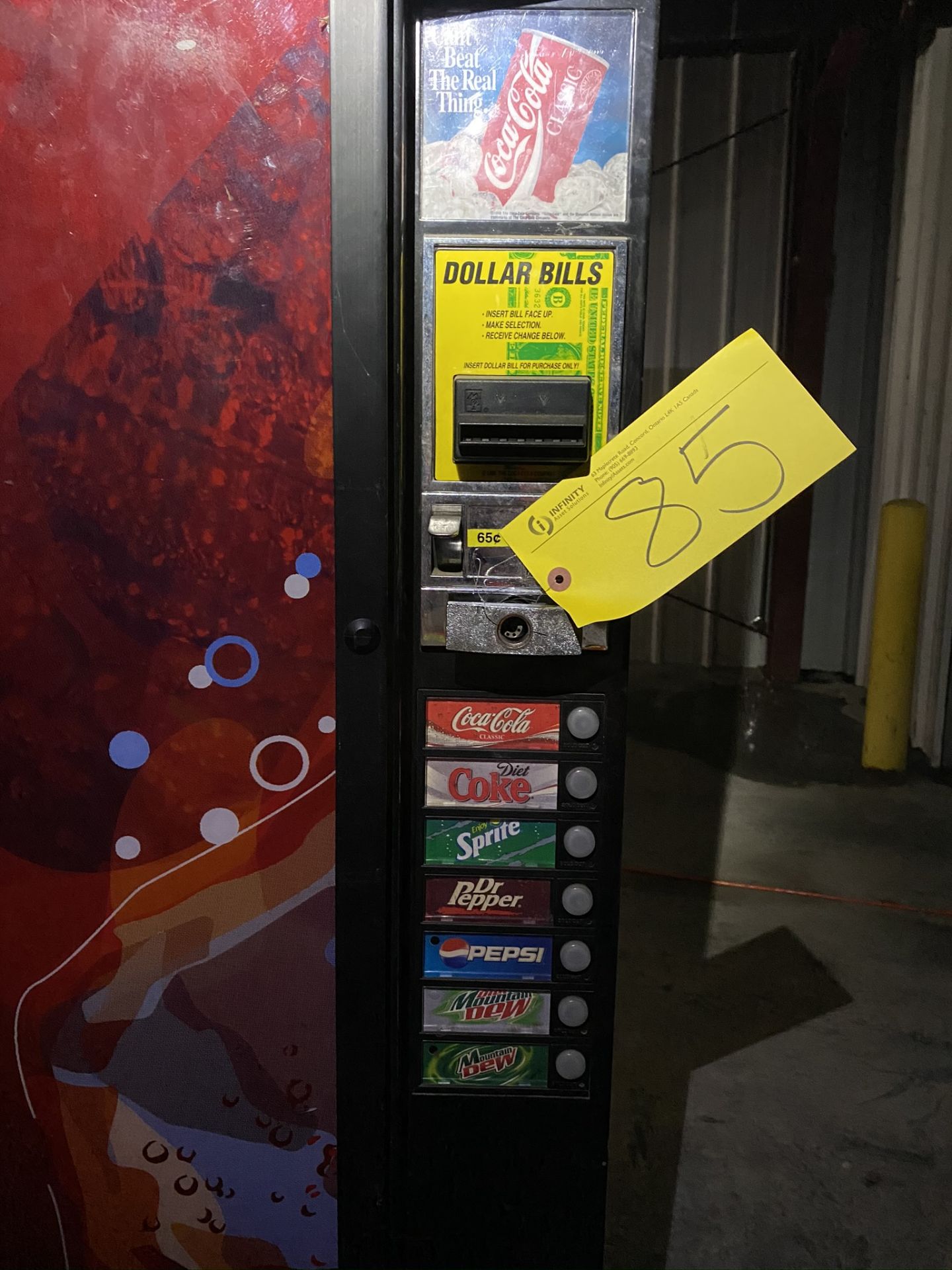 Coca Cola Vending machine. S/N 01167. Dixie-Narco S/N 0318-6090CQ. Model DNCB 501CC/280-7 - Image 3 of 6