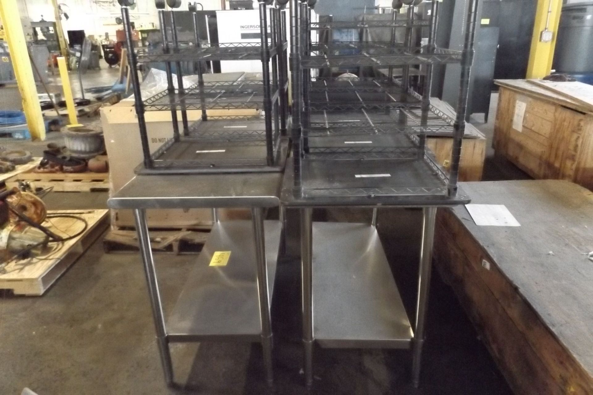 LOT OF 2 STAINLESS STEEL TABLES AND 5 SMALL ROLLING TABLES  (MAINT SHOP) - Image 3 of 3