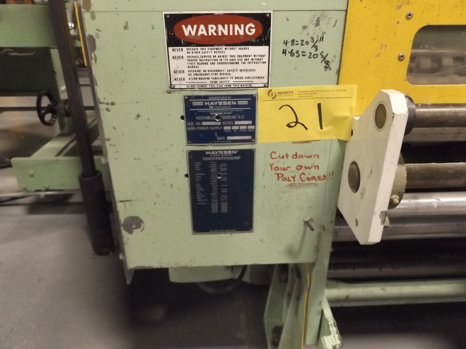 1988 HAYSSEN Ultra Flow UF125 Wrapper, s/n 018926, (3) Infeed Lanes, Number of Layer: 1, Wrapping - Image 5 of 5